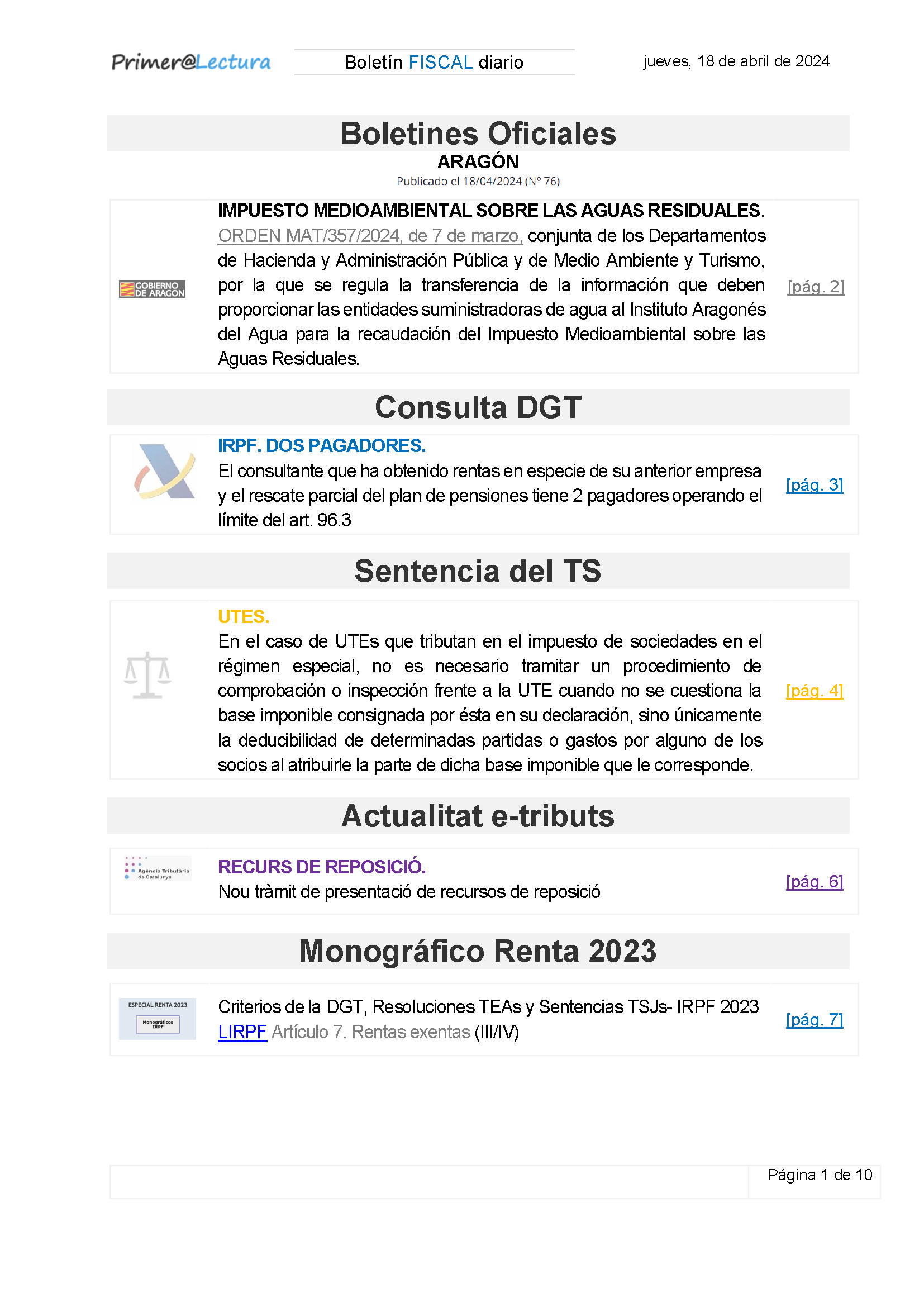 Boletín fiscal 18/04/2024