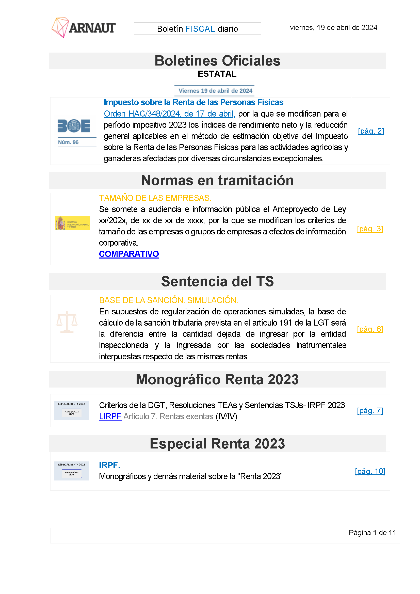 Boletín fiscal 19/04/2024