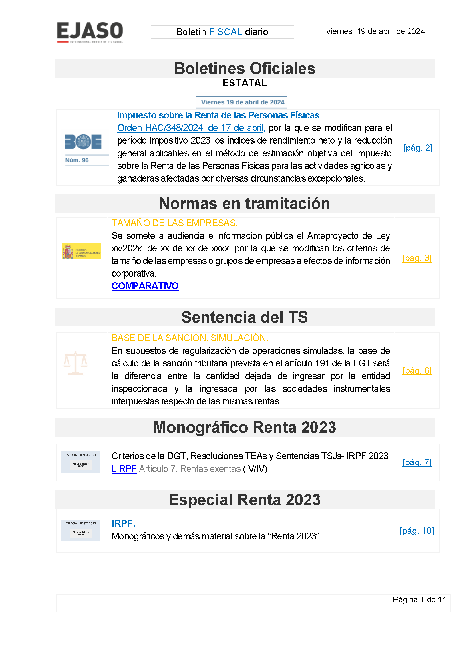 Boletín fiscal 19/04/2024