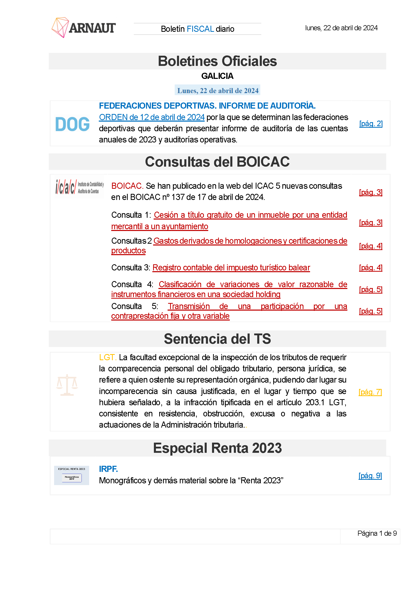 Boletín fiscal 22/04/2024
