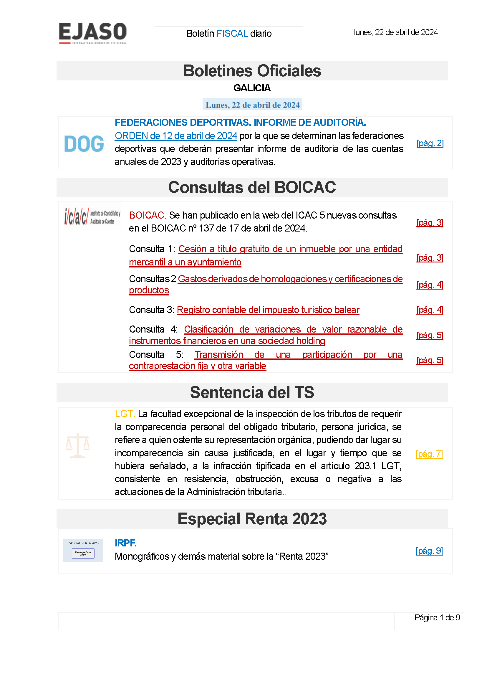 Boletín fiscal 22/04/2024