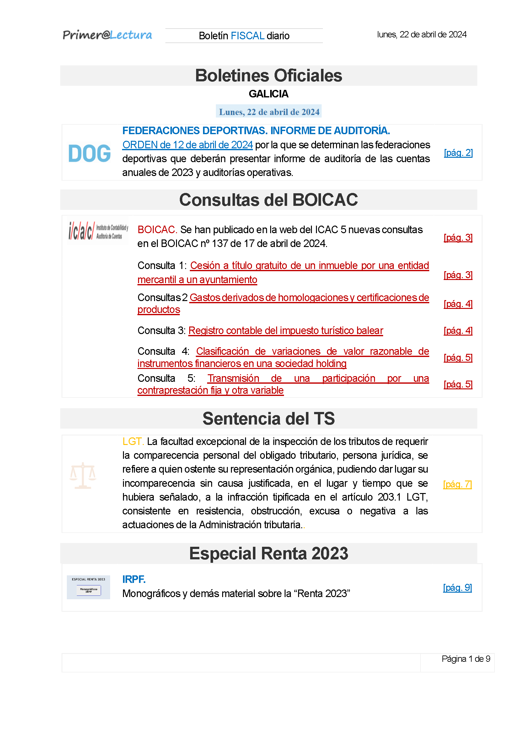 Boletín fiscal 22/04/2024