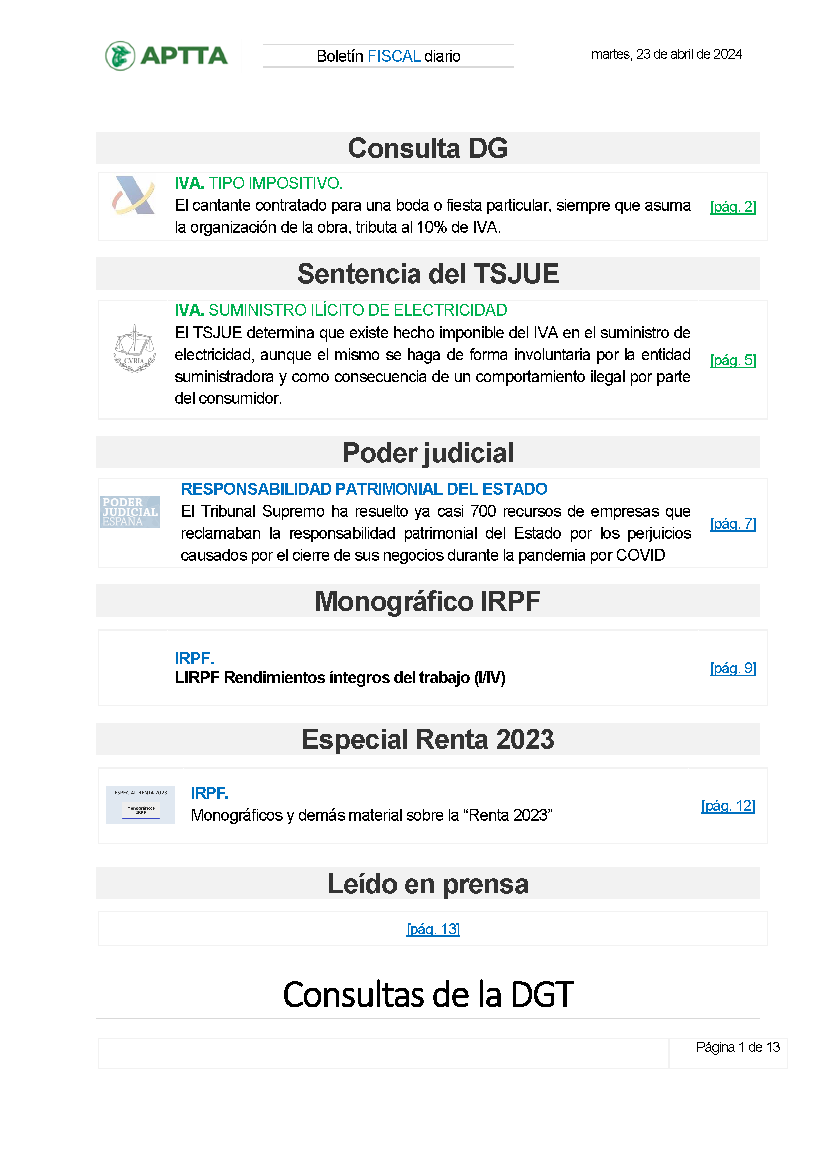 Boletín fiscal 23/04/2024