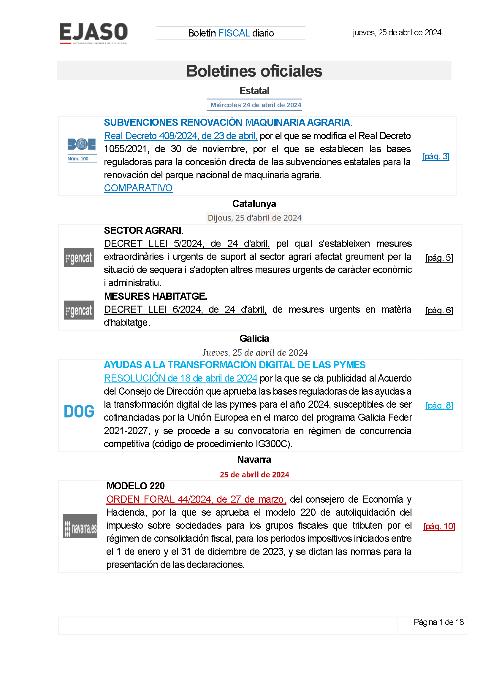 Boletín fiscal 25/04/2024