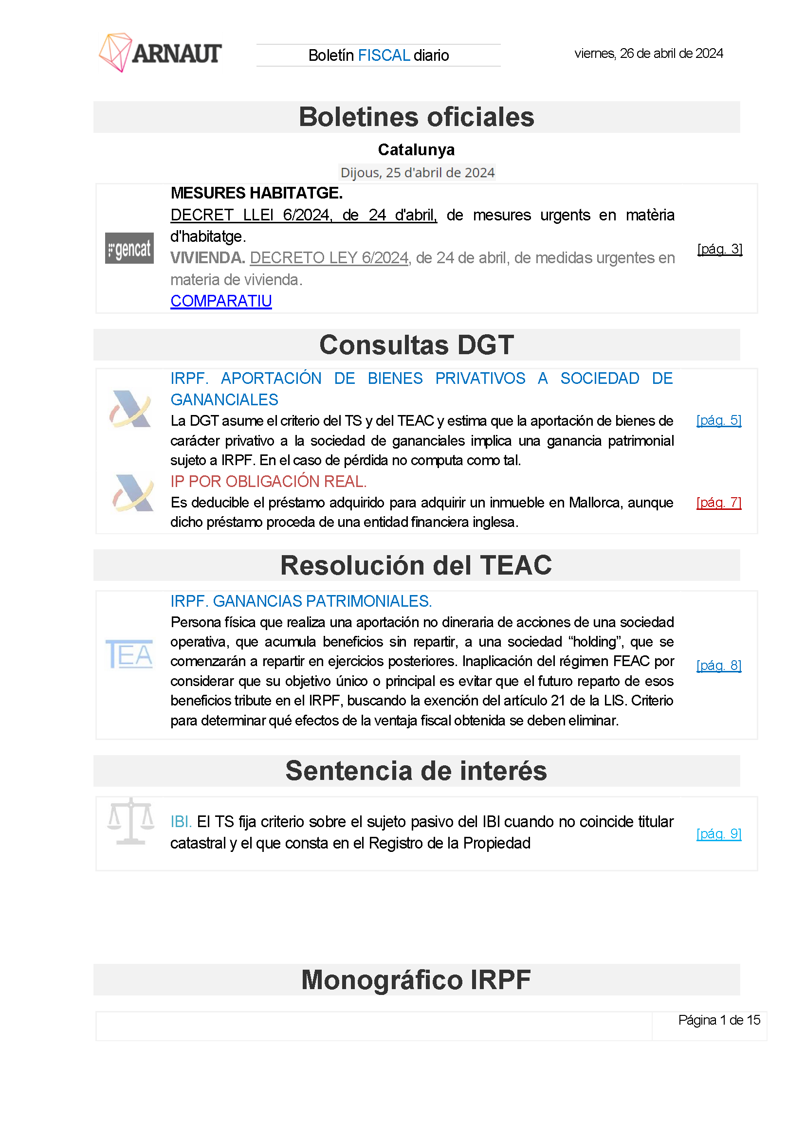 Boletín fiscal 26/04/2024