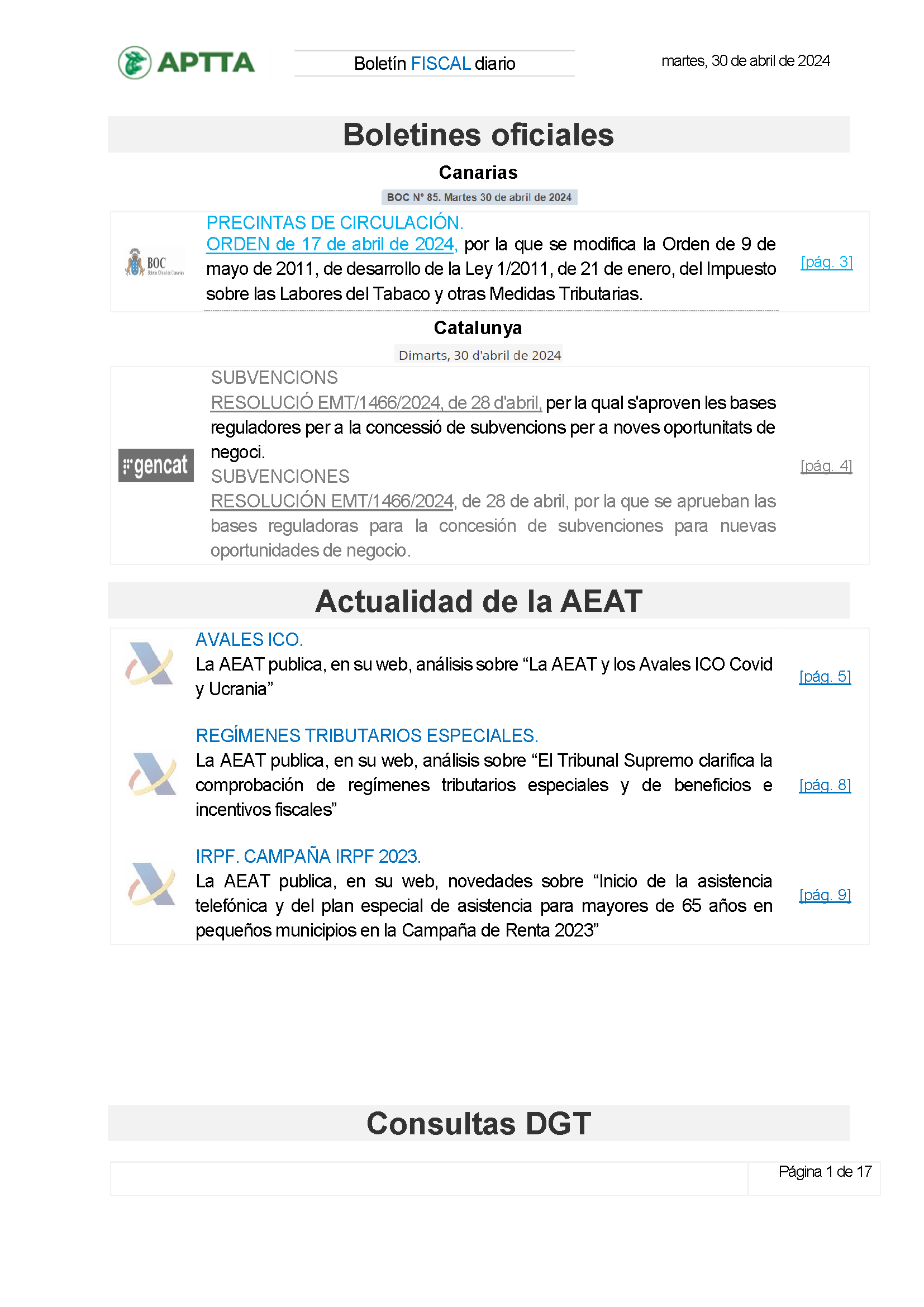 Boletín fiscal 30/04/2024