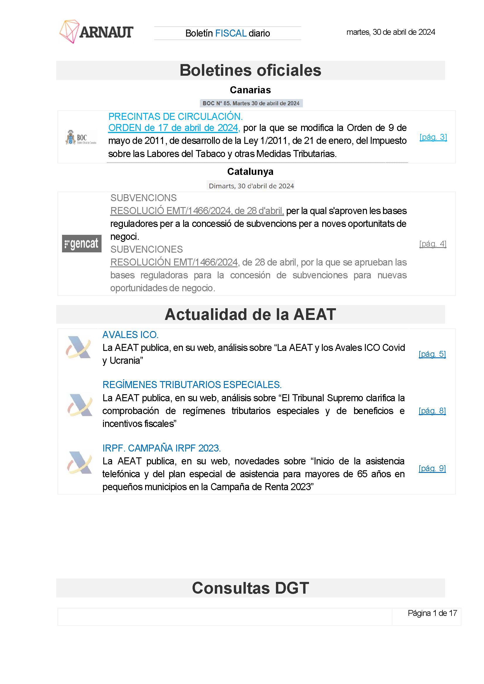 Boletín fiscal 30/04/2024