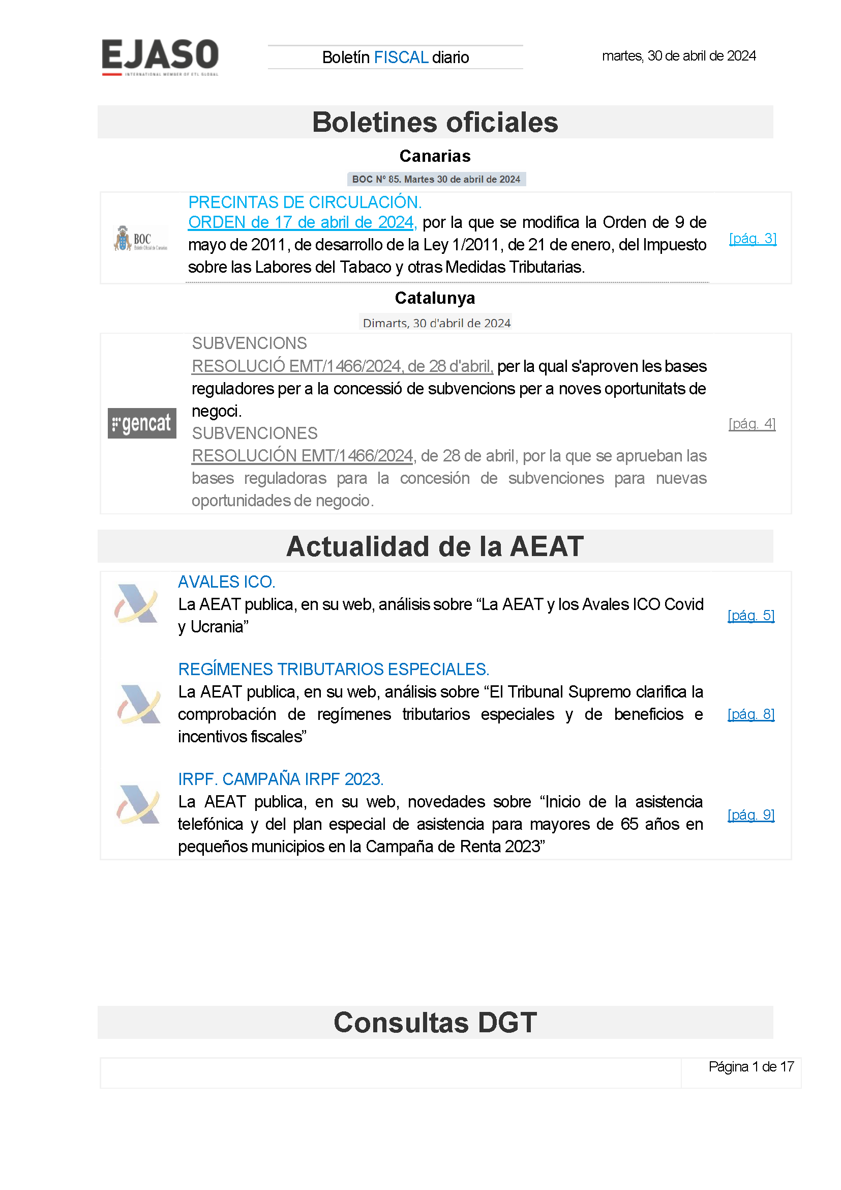 Boletín fiscal 30/04/2024
