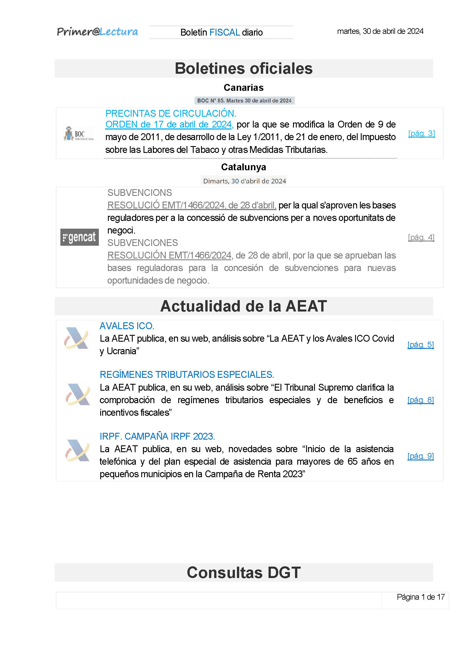 Boletín fiscal 30/04/2024