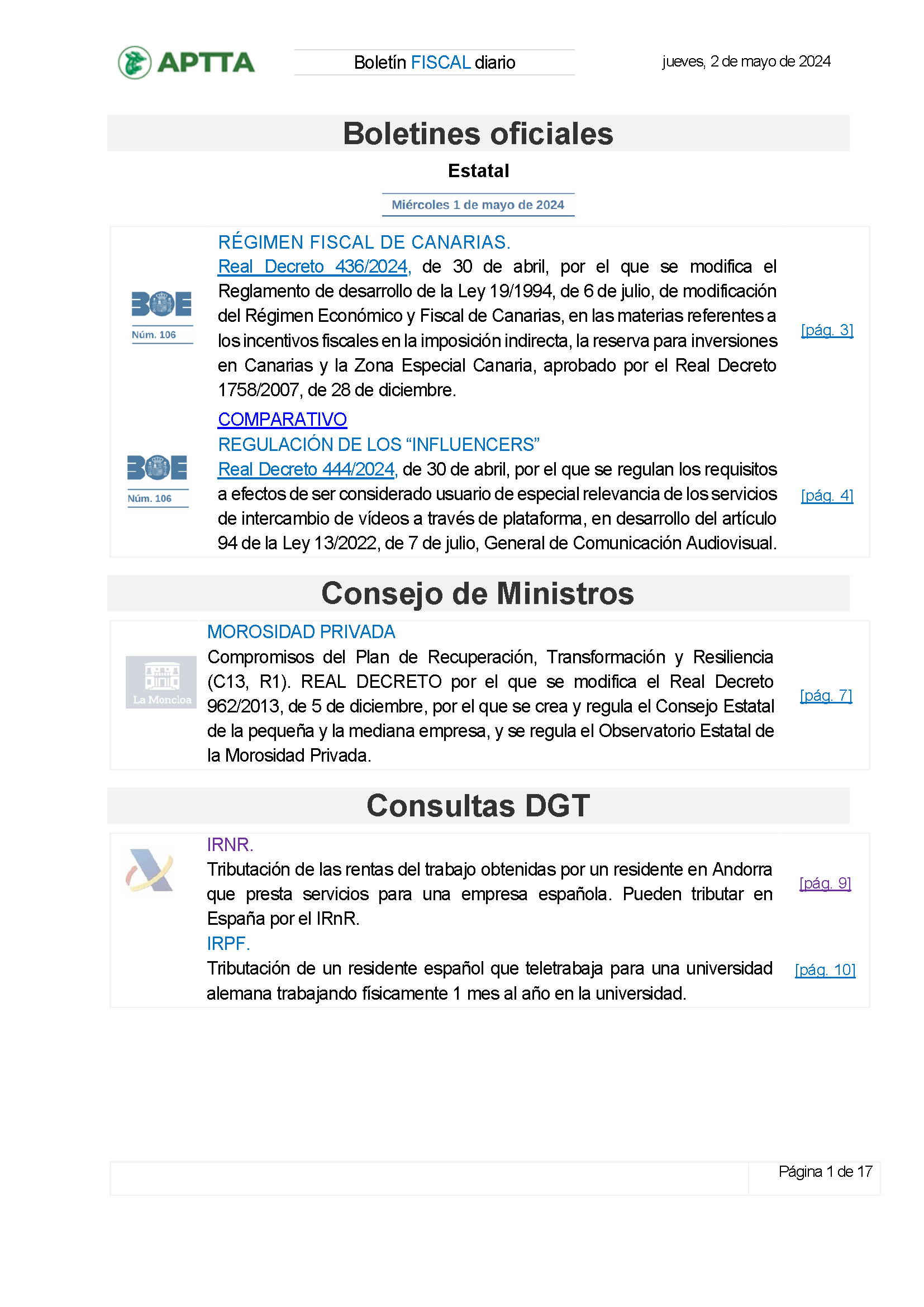 Boletín fiscal 02/05/2024