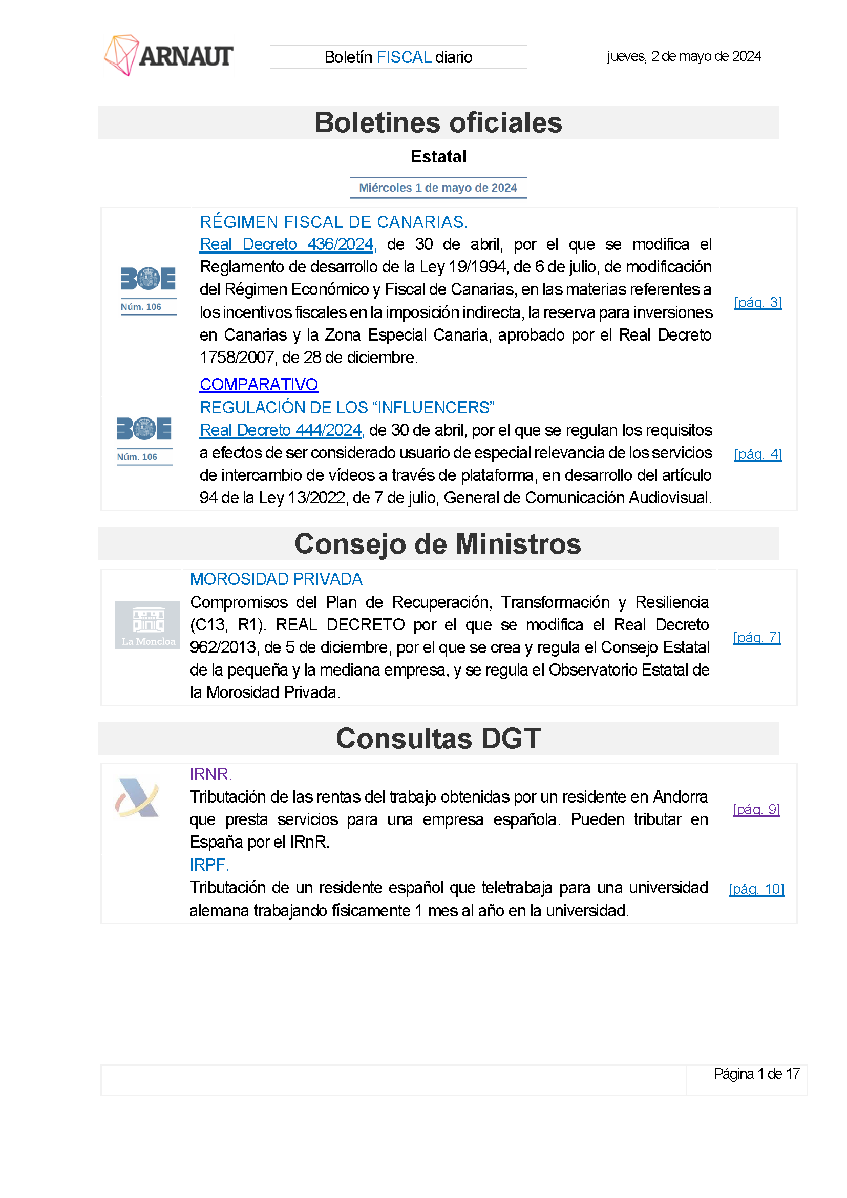 Boletín fiscal 02/05/2024