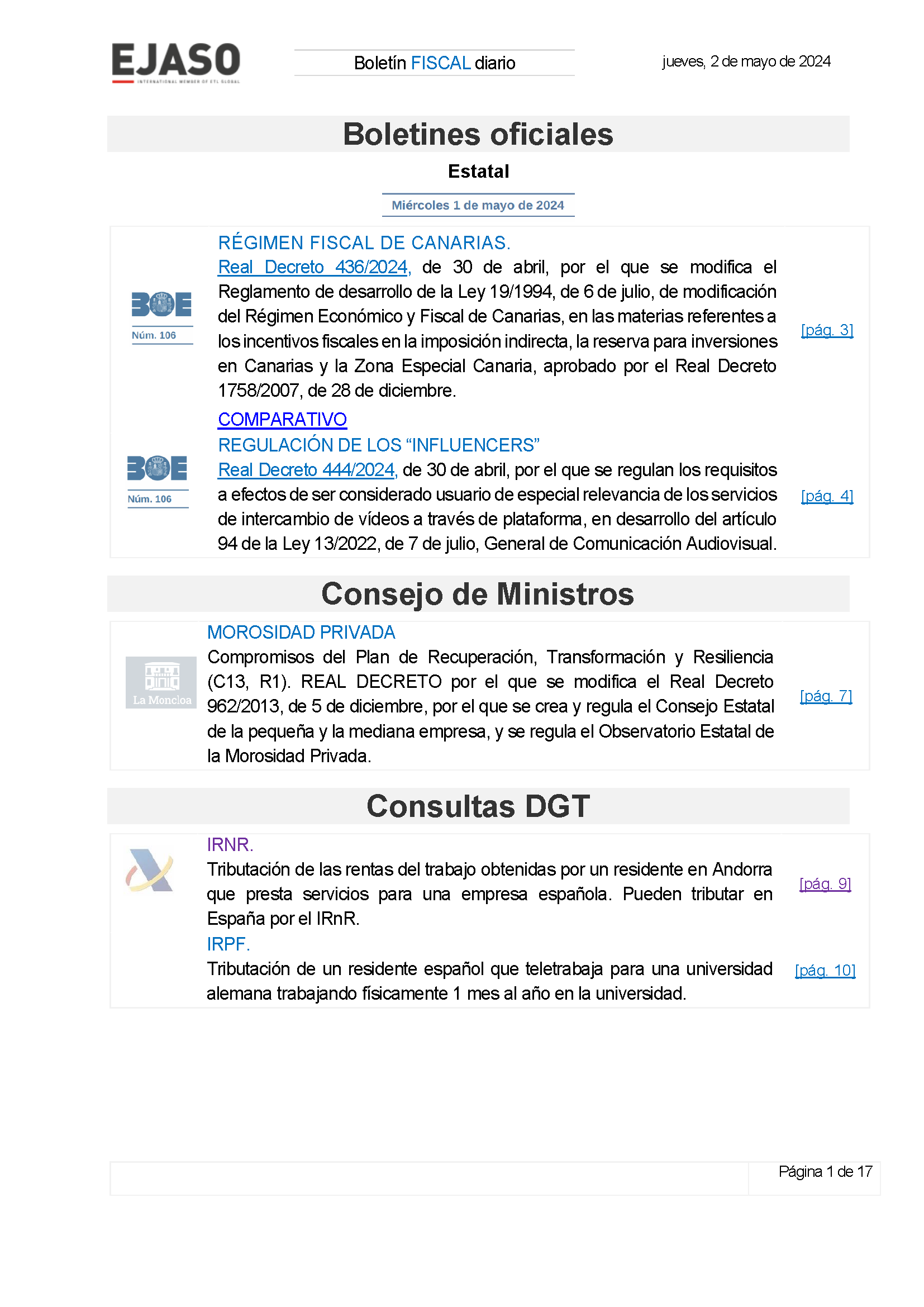 Boletín fiscal 02/05/2024