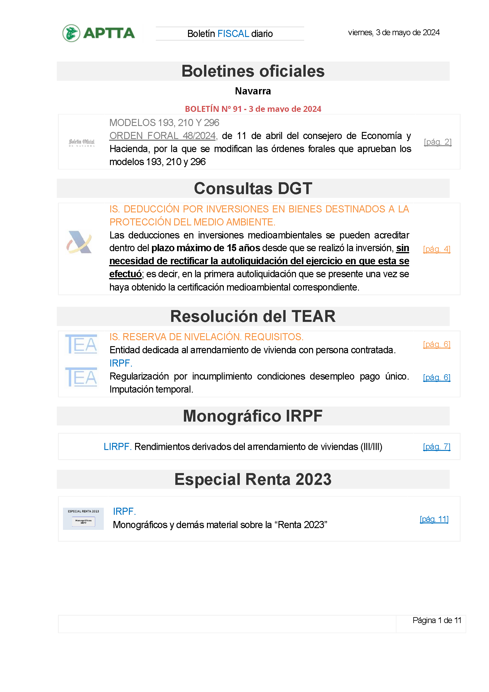 Boletín fiscal 03/05/2024