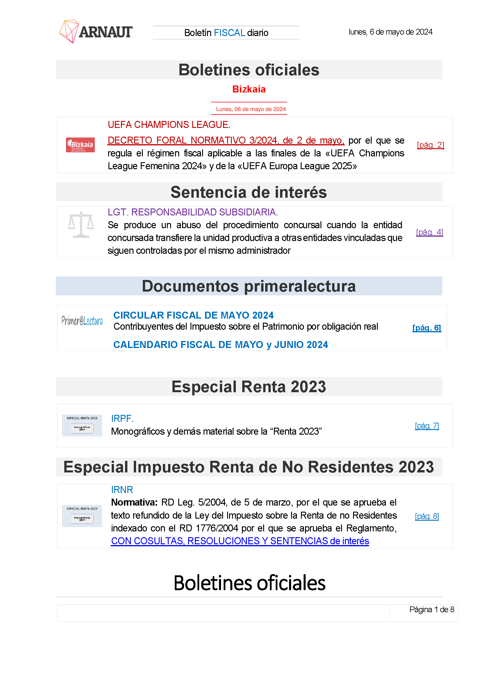 Boletín fiscal 06/05/2024
