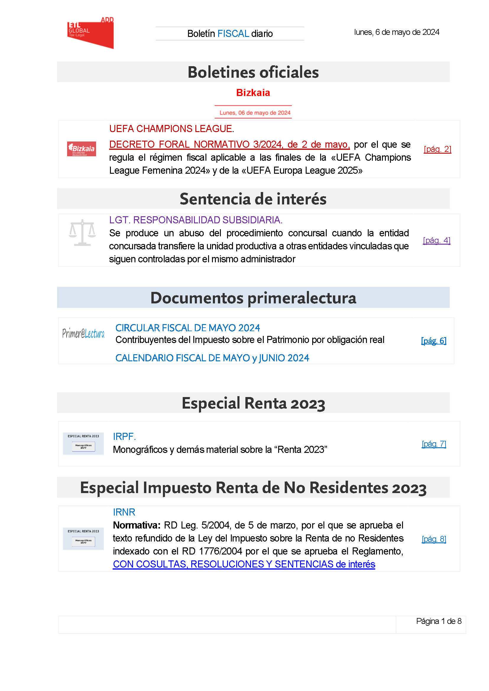 Boletín fiscal 06/05/2024