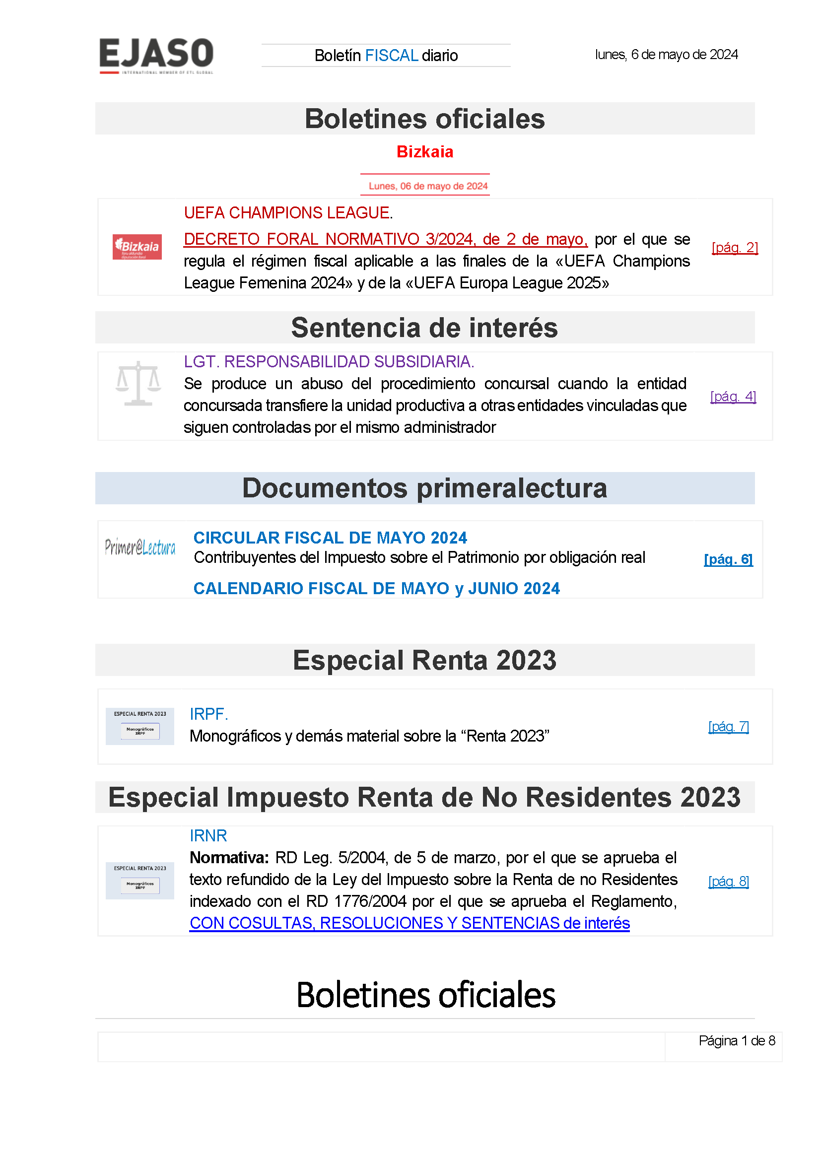 Boletín fiscal 06/05/2024