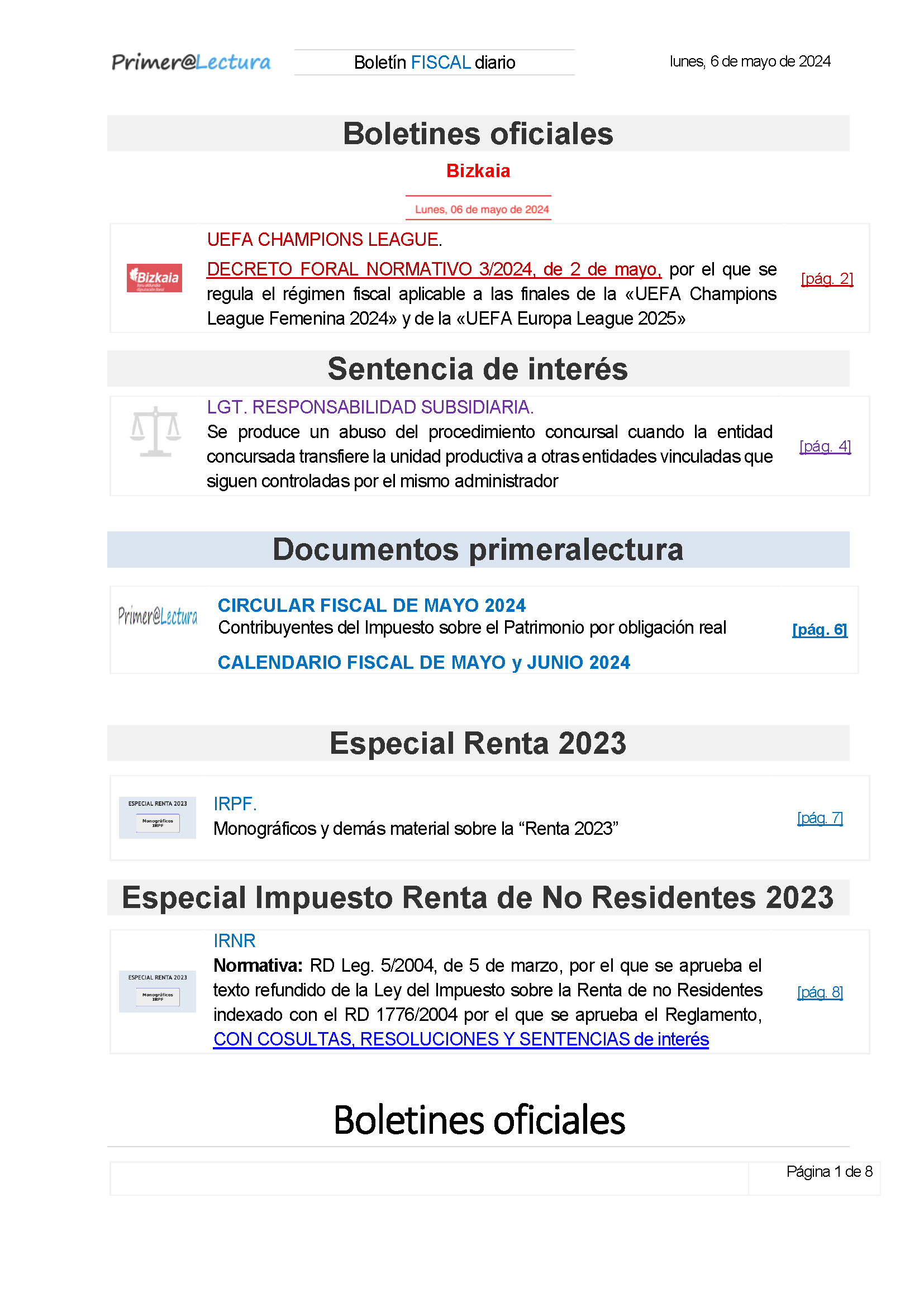 Boletín fiscal 06/05/2024