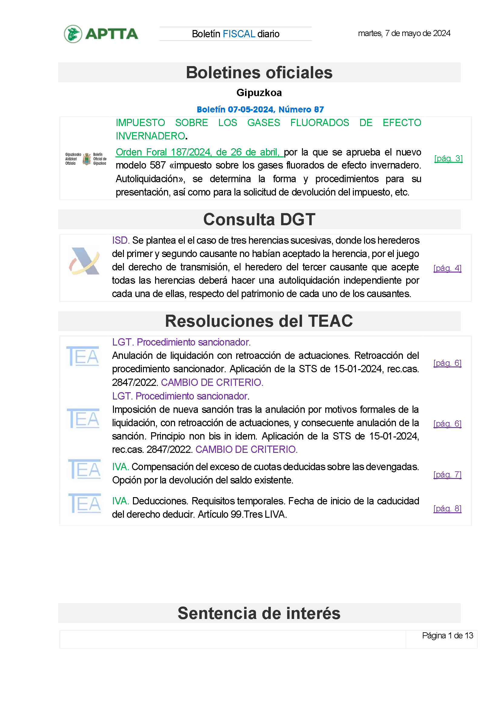 Boletín fiscal 07/05/2024