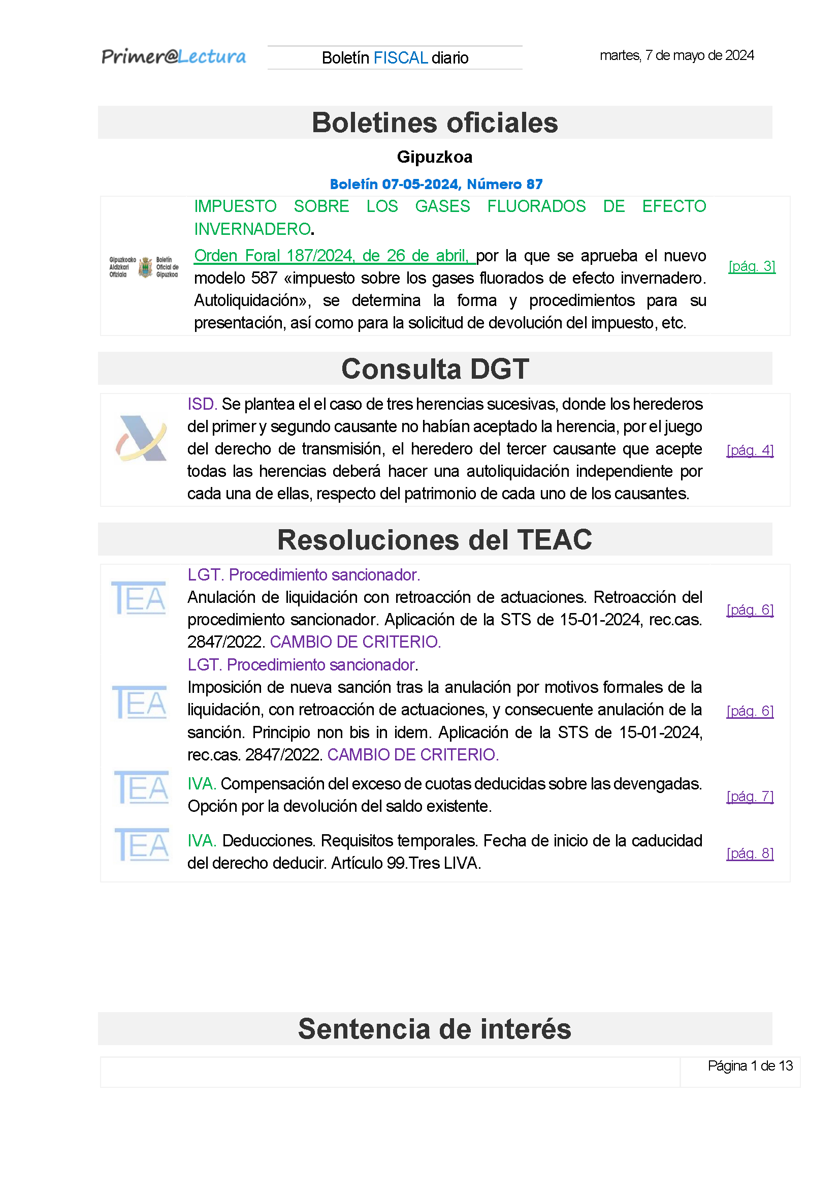 Boletín fiscal 07/05/2024