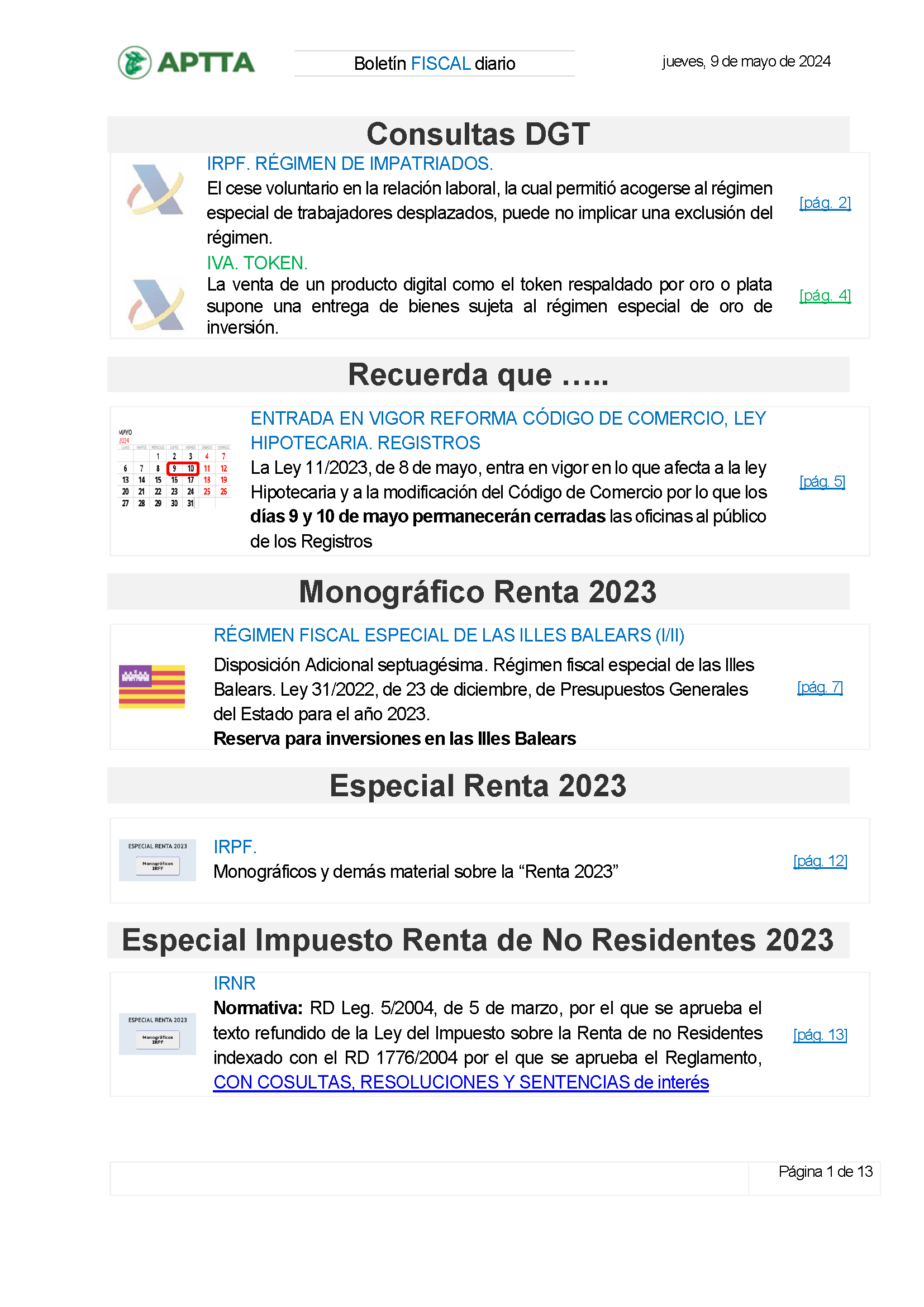 Boletín fiscal 09/05/2024