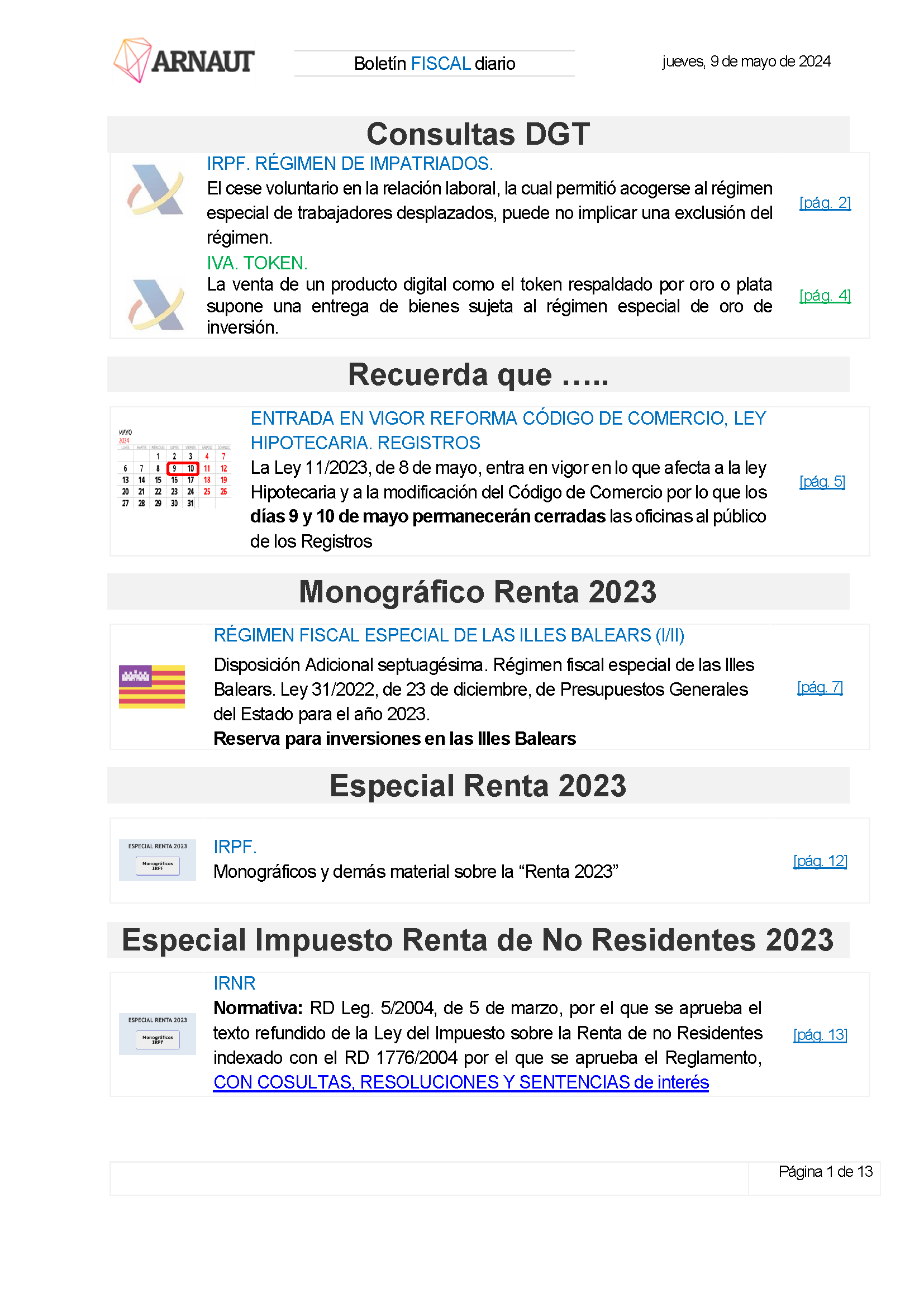 Boletín fiscal 09/05/2024