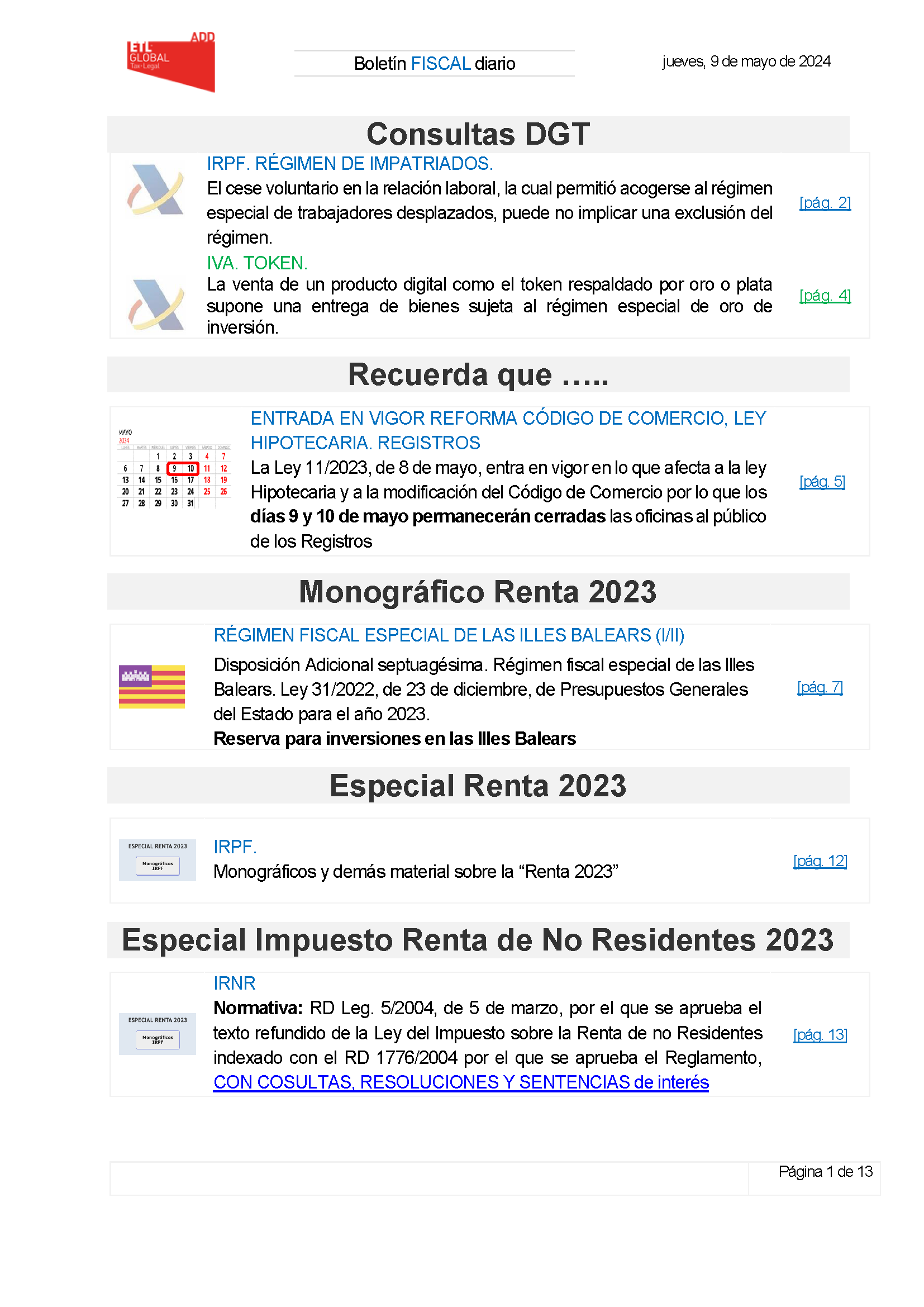 Boletín fiscal 09/05/2024