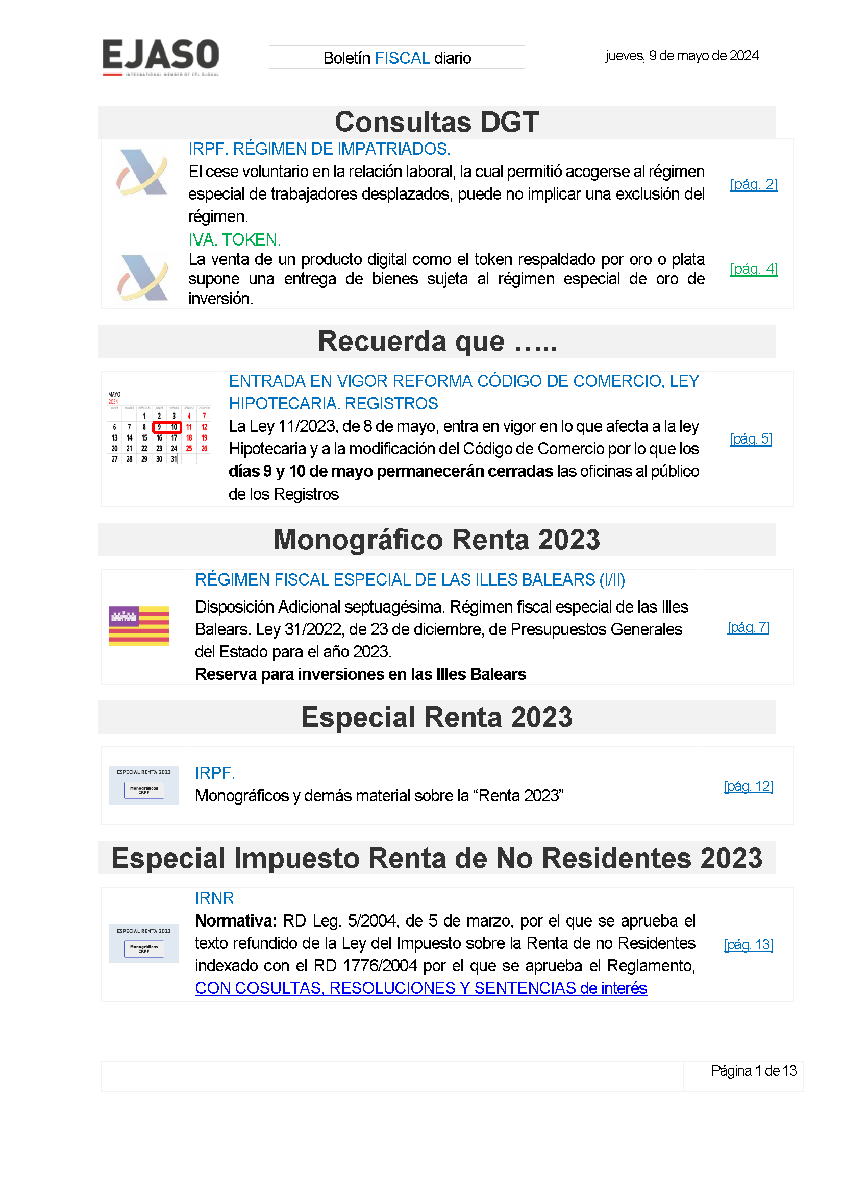 Boletín fiscal 09/05/2024