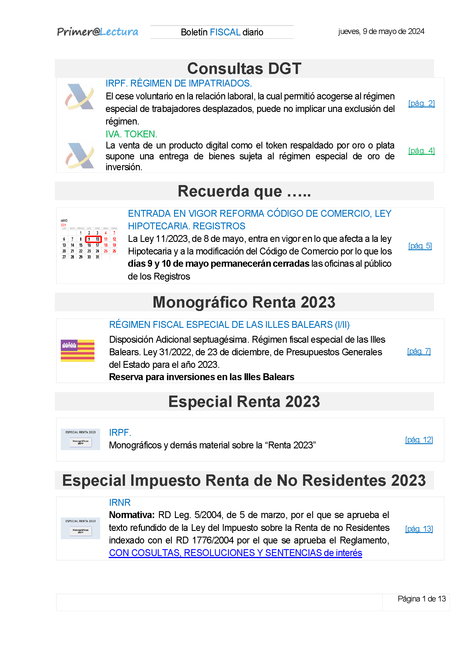 Boletín fiscal 09/05/2024