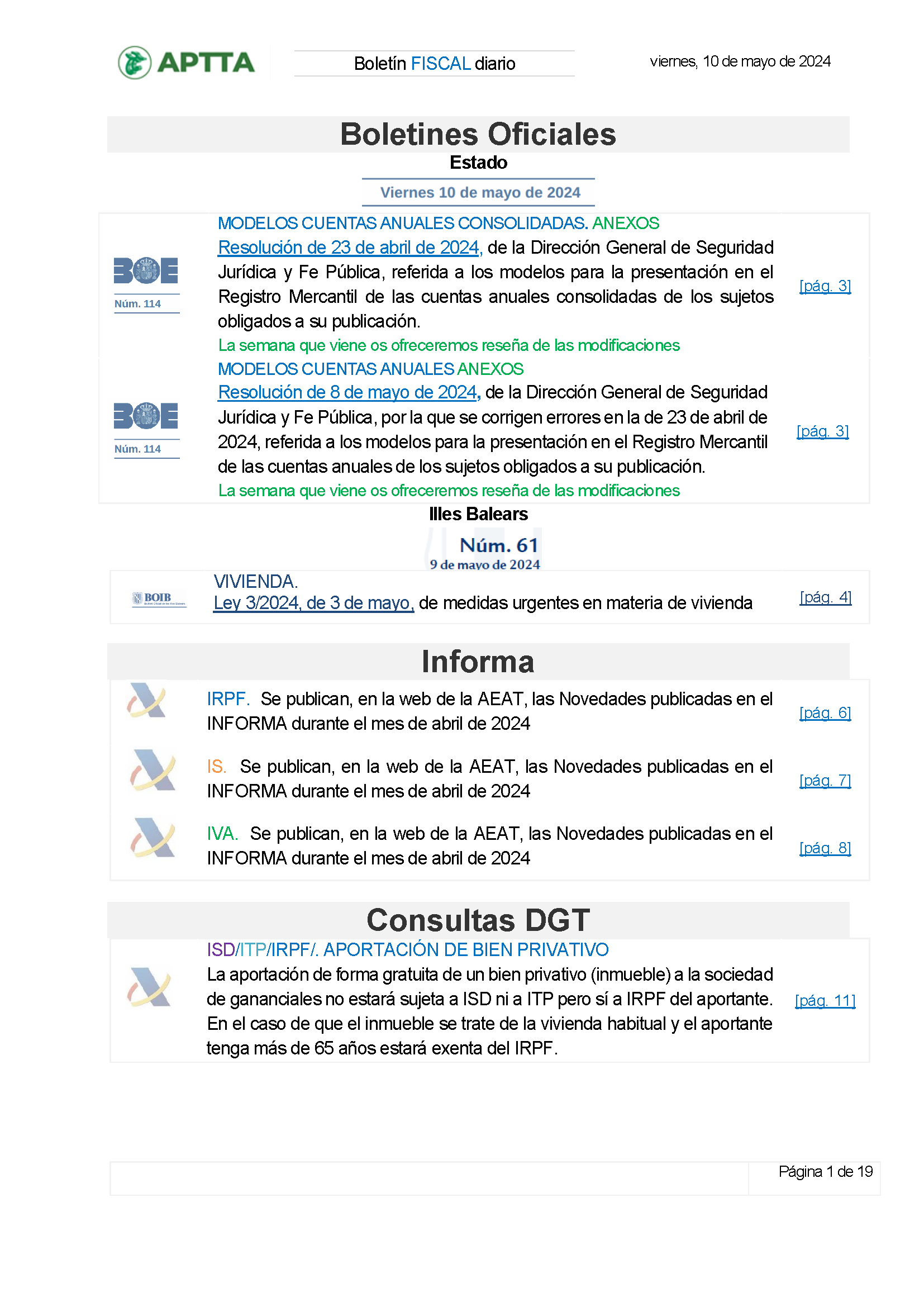 Boletín fiscal 10/05/2024