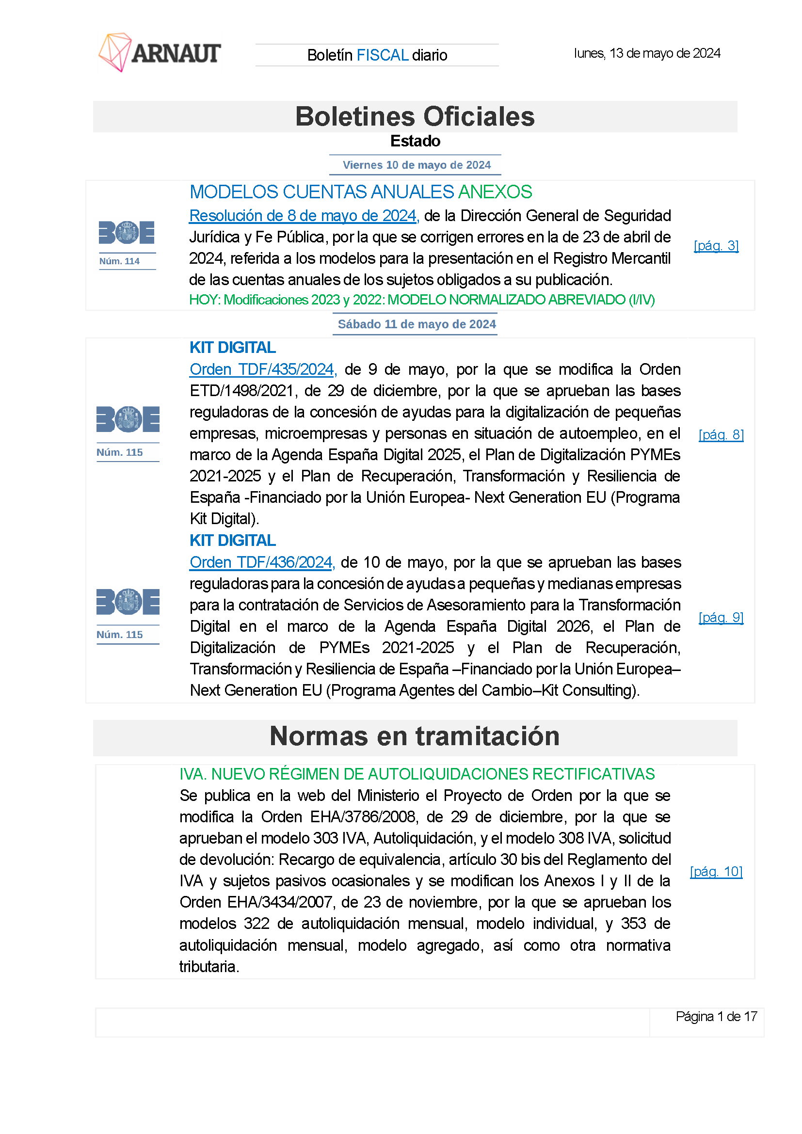 Boletín fiscal 13/05/2024