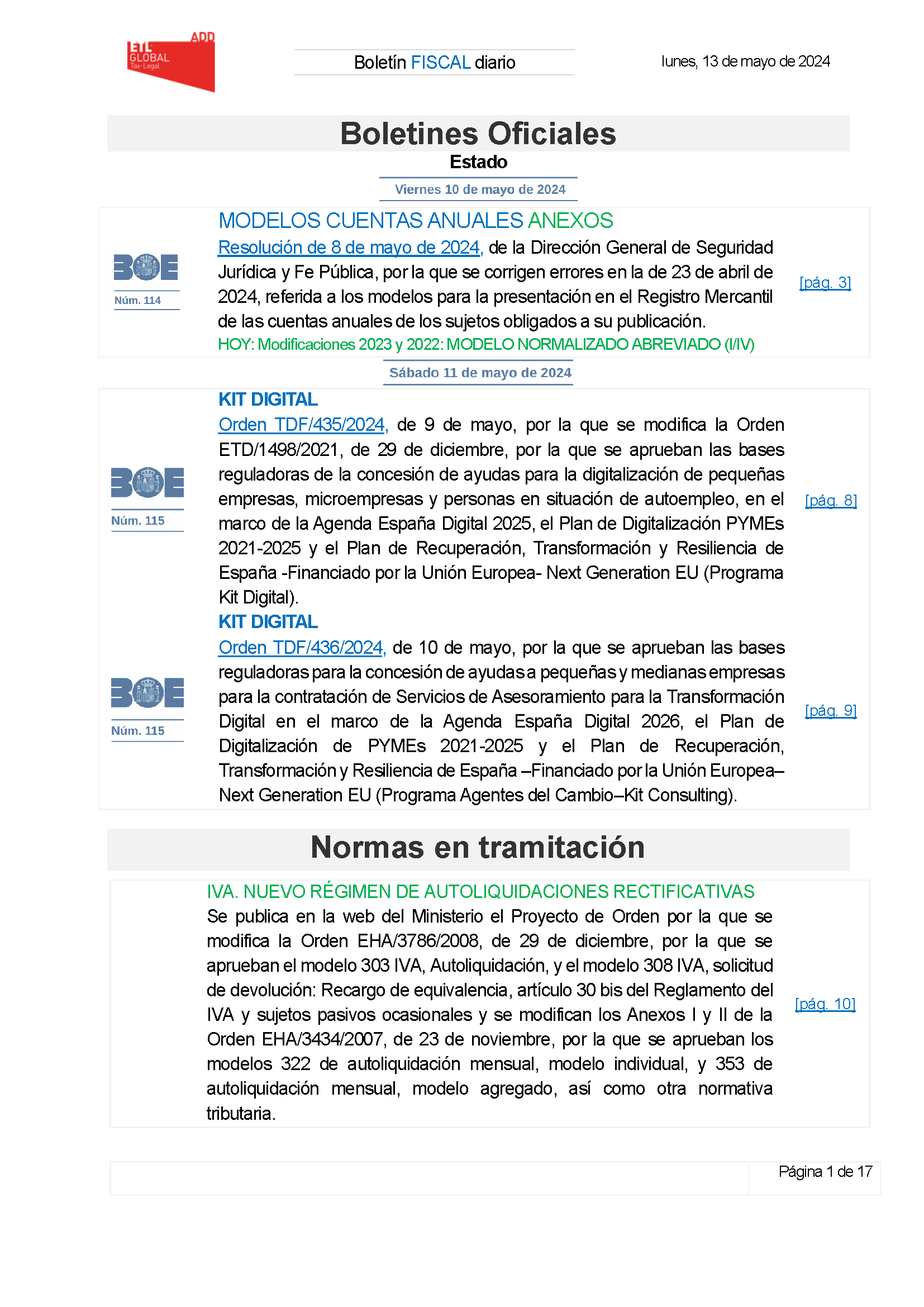 Boletín fiscal 13/05/2024