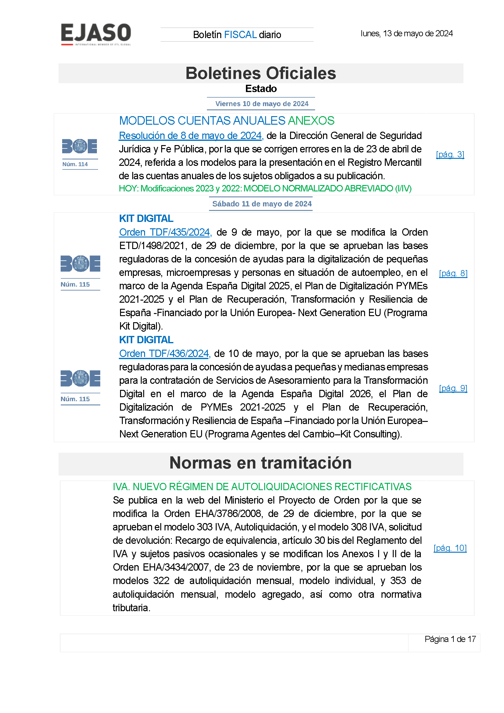 Boletín fiscal 13/05/2024