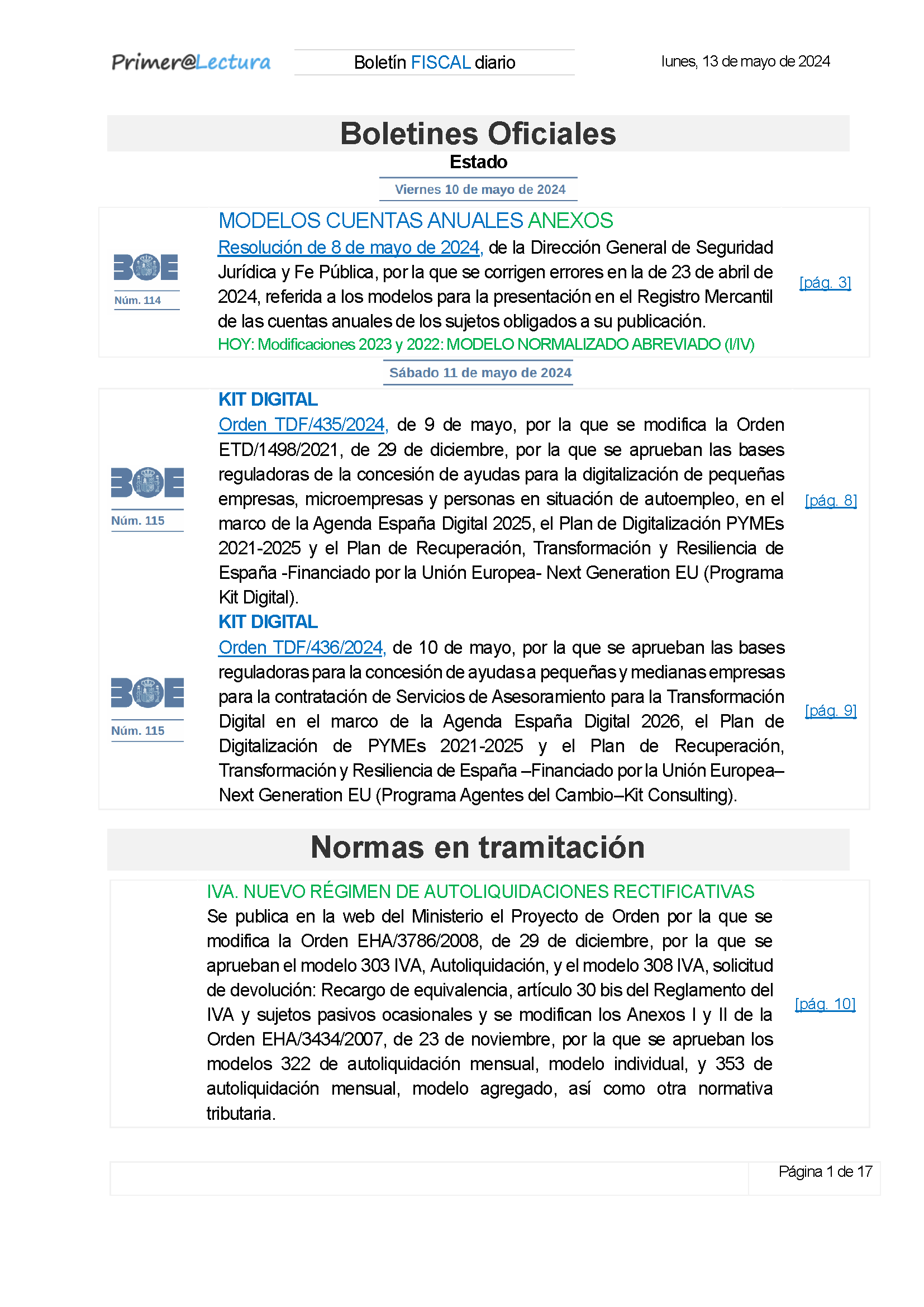 Boletín fiscal 13/05/2024