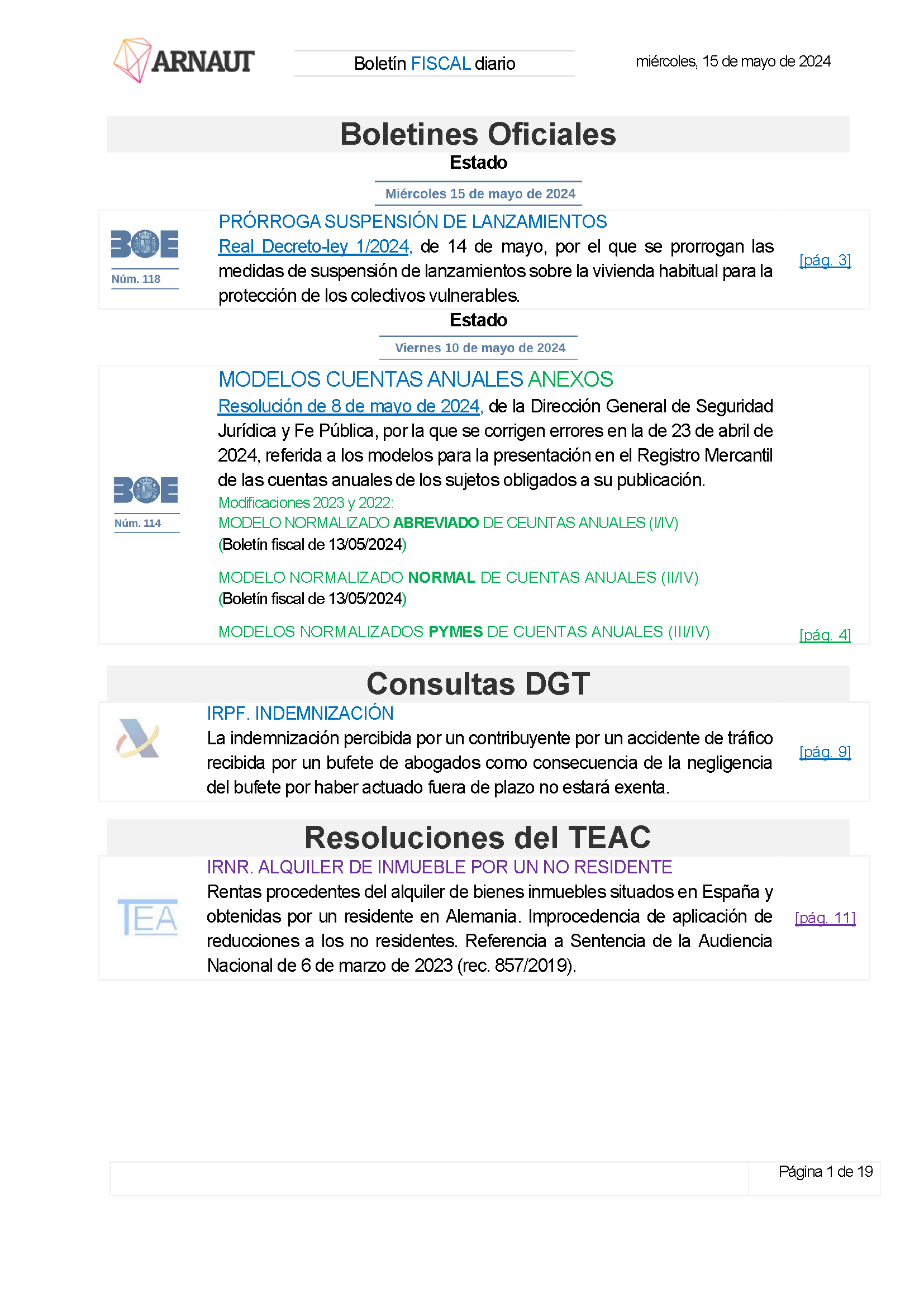 Boletín fiscal 15/05/2024