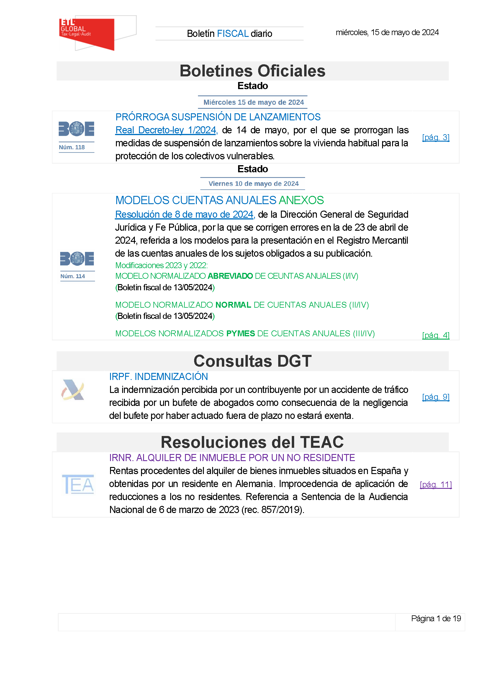Boletín fiscal 15/05/2024