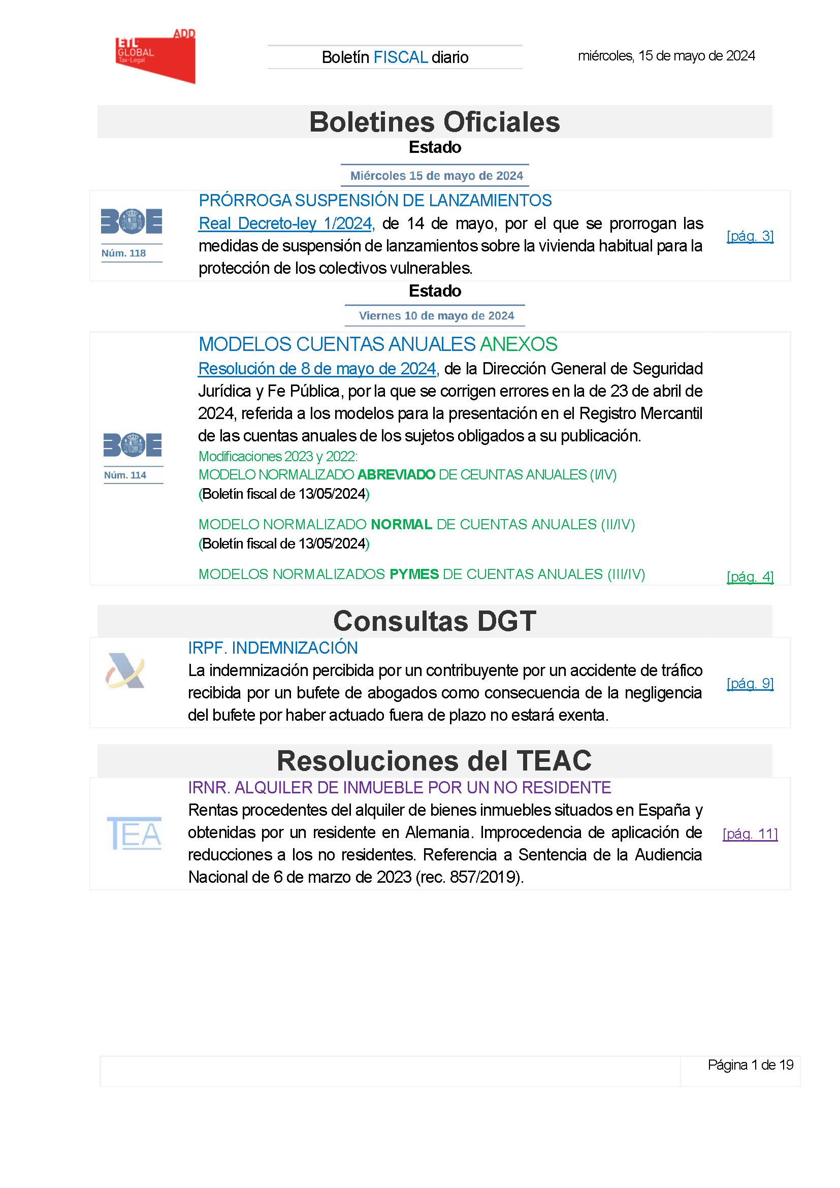 Boletín fiscal 15/05/2024