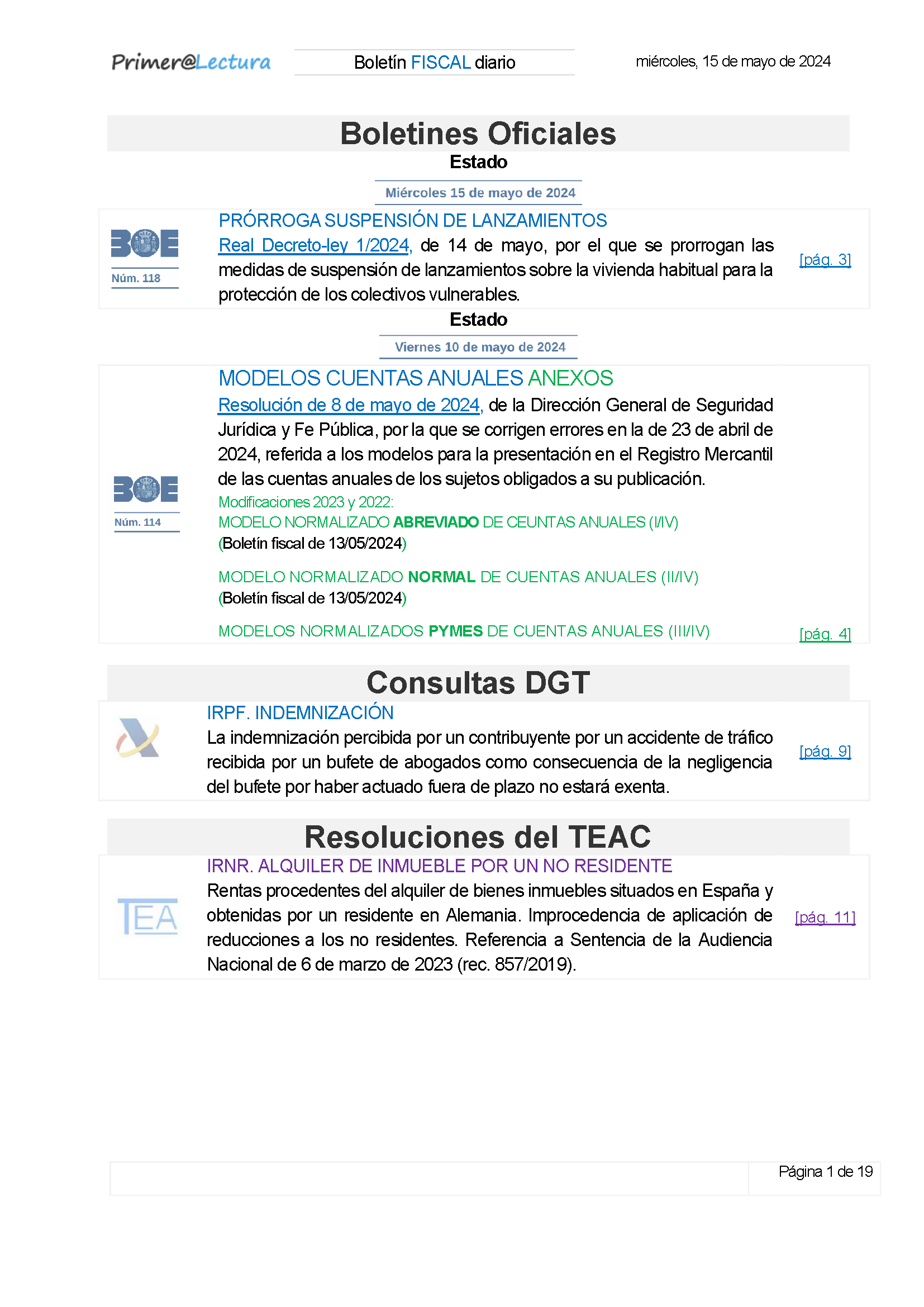 Boletín fiscal 15/05/2024
