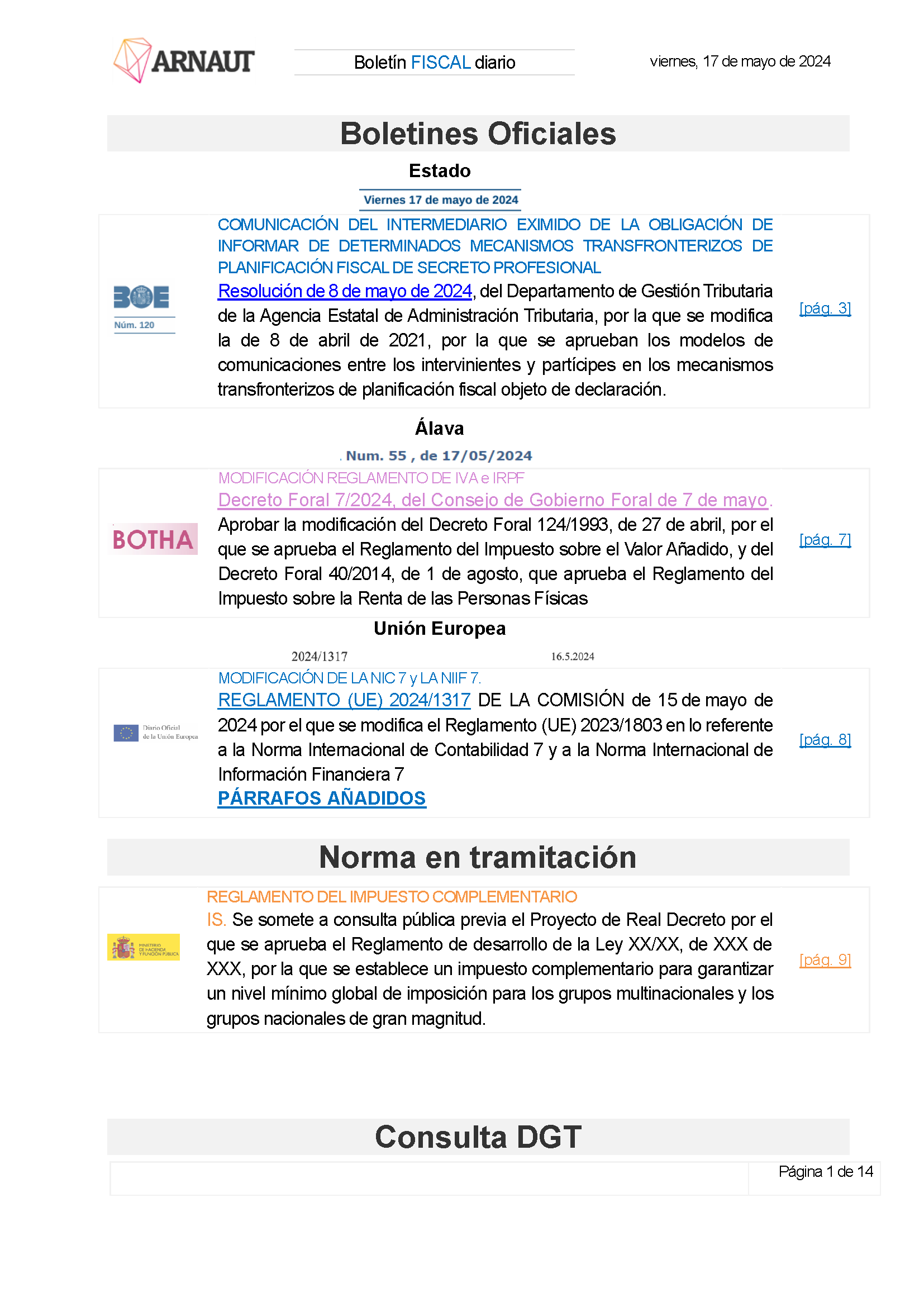Boletín fiscal 17/05/2024