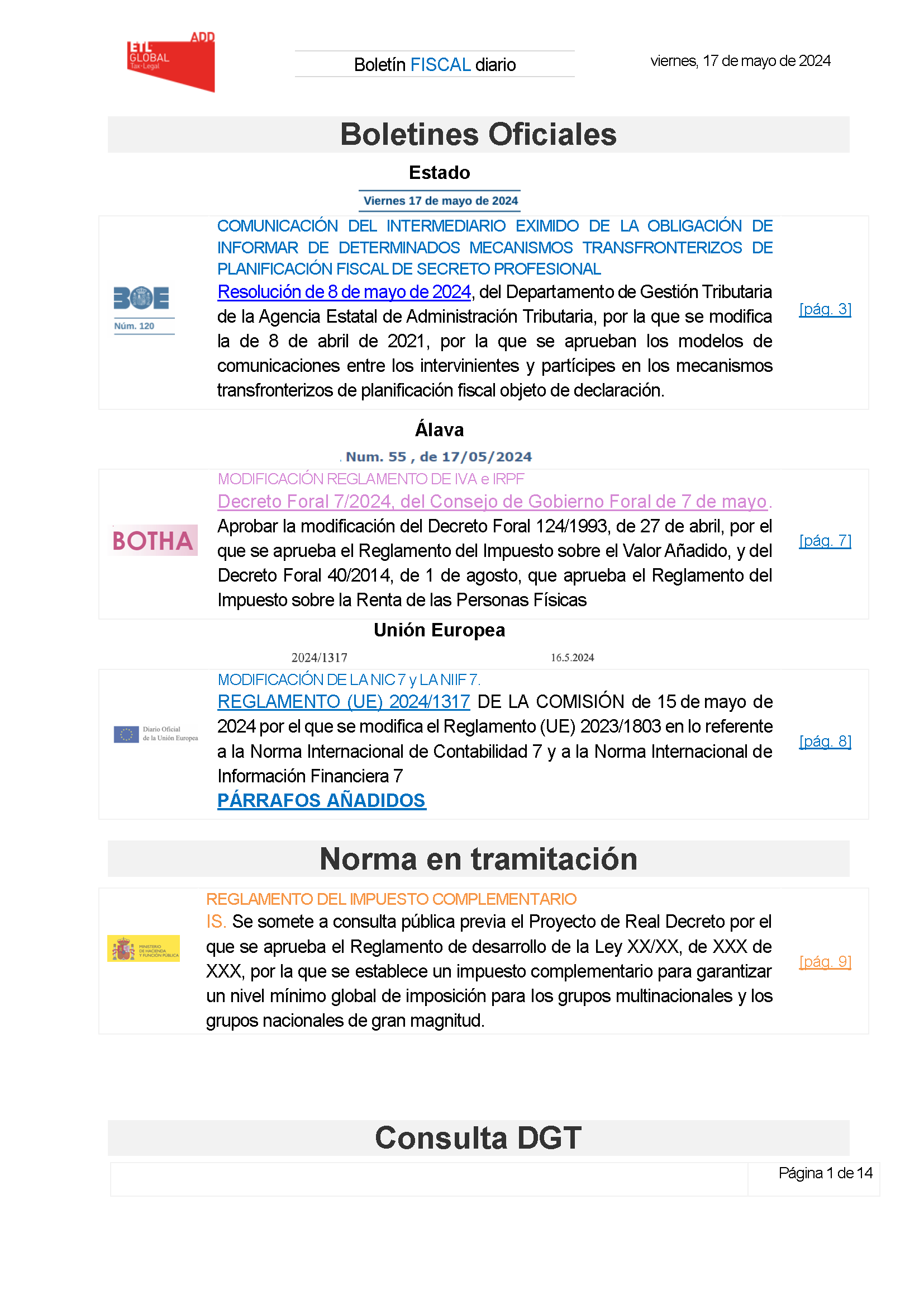 Boletín fiscal 17/05/2024
