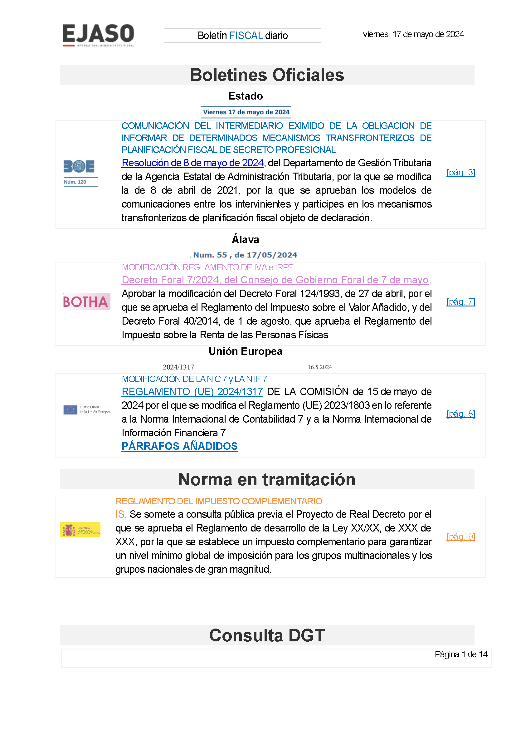 Boletín fiscal 17/05/2024