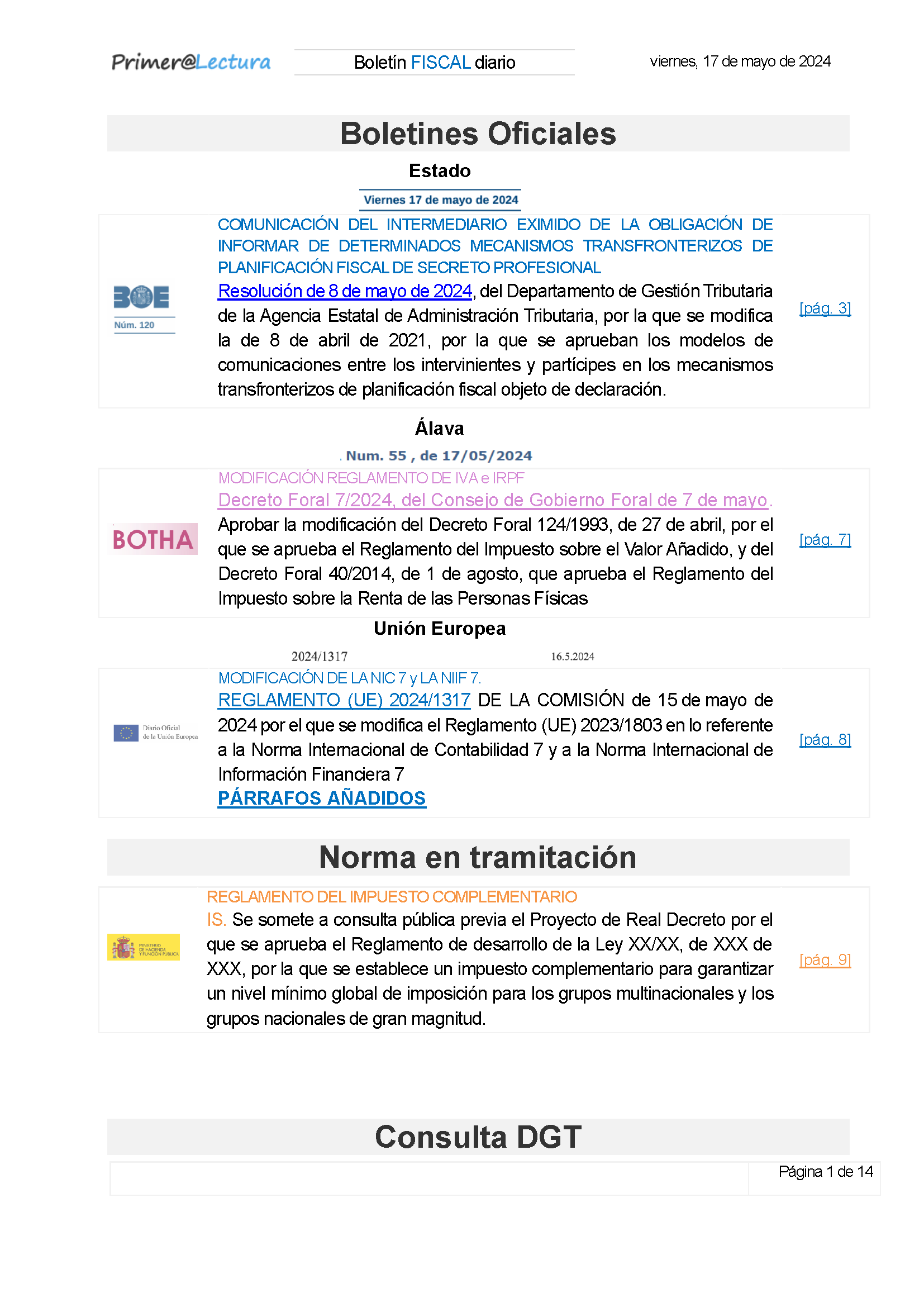 Boletín fiscal 17/05/2024