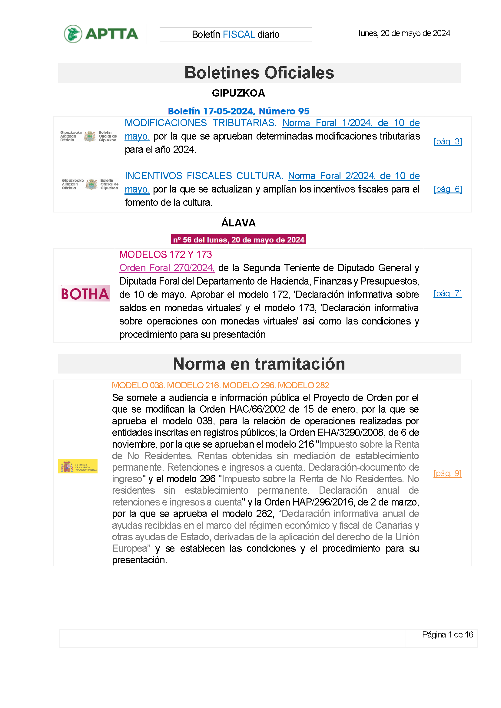 Boletín fiscal 20/05/2024