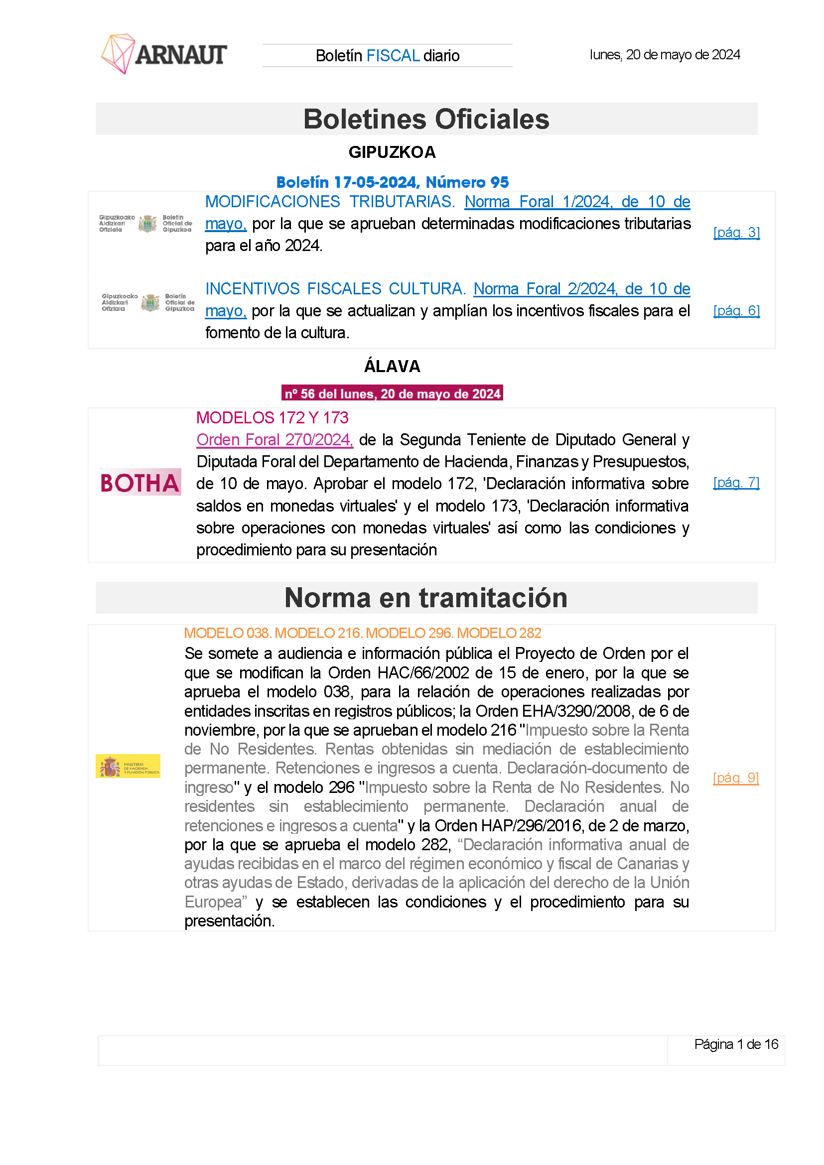 Boletín fiscal 20/05/2024