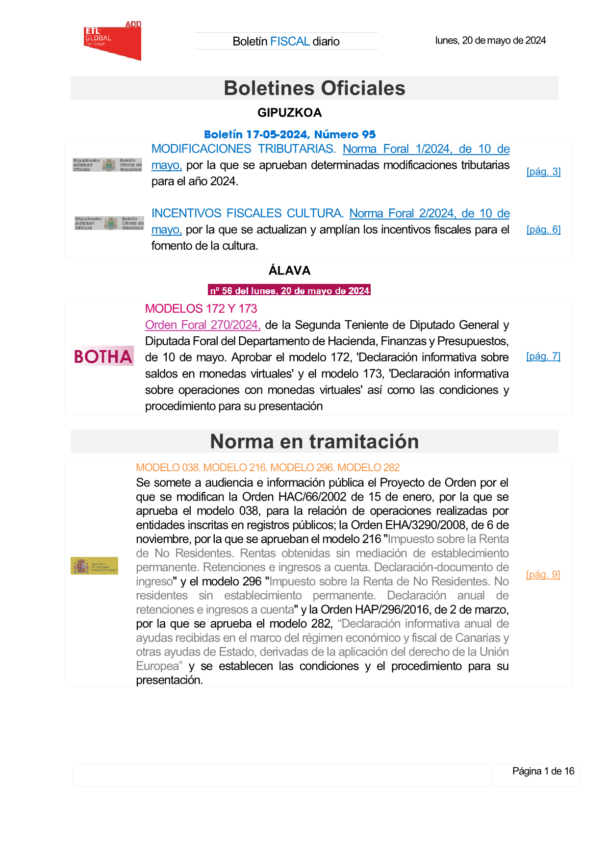 Boletín fiscal 20/05/2024