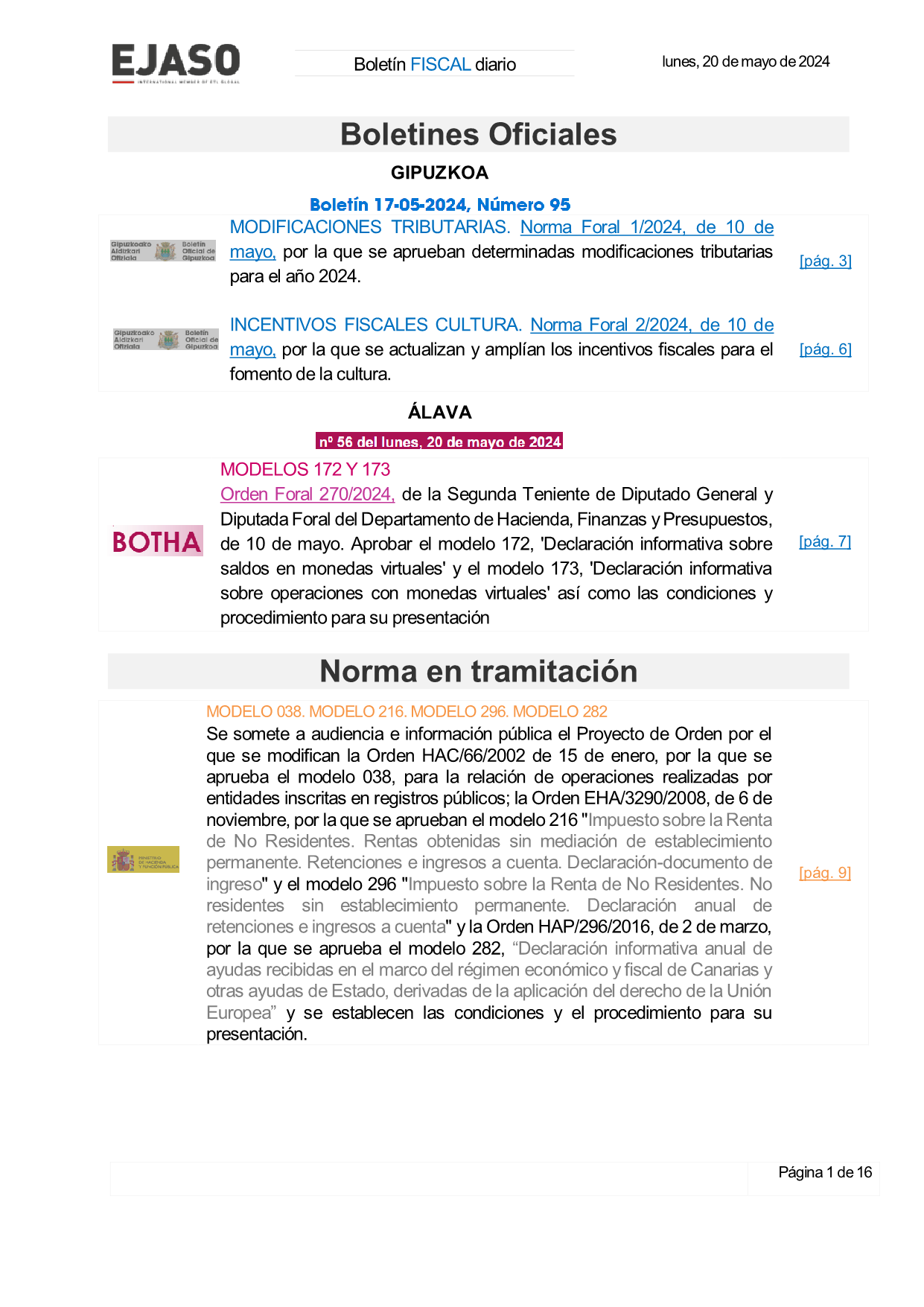 Boletín fiscal 20/05/2024
