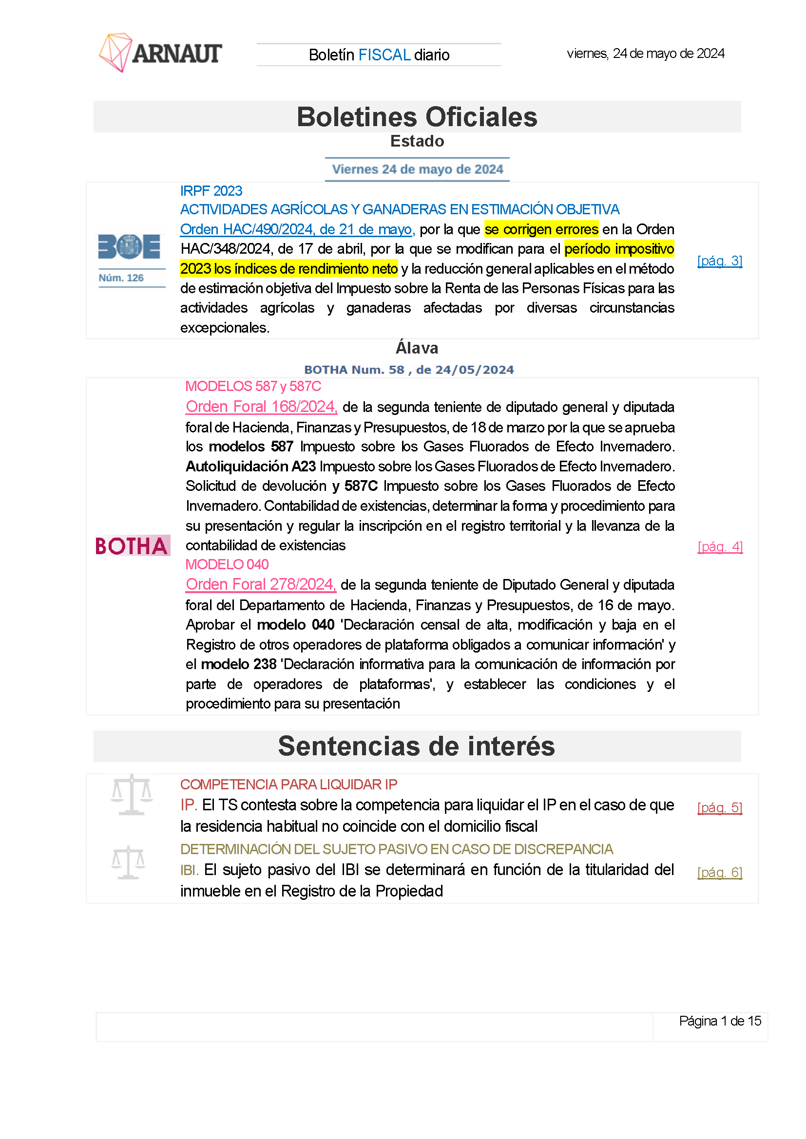 Boletín fiscal 24/05/2024