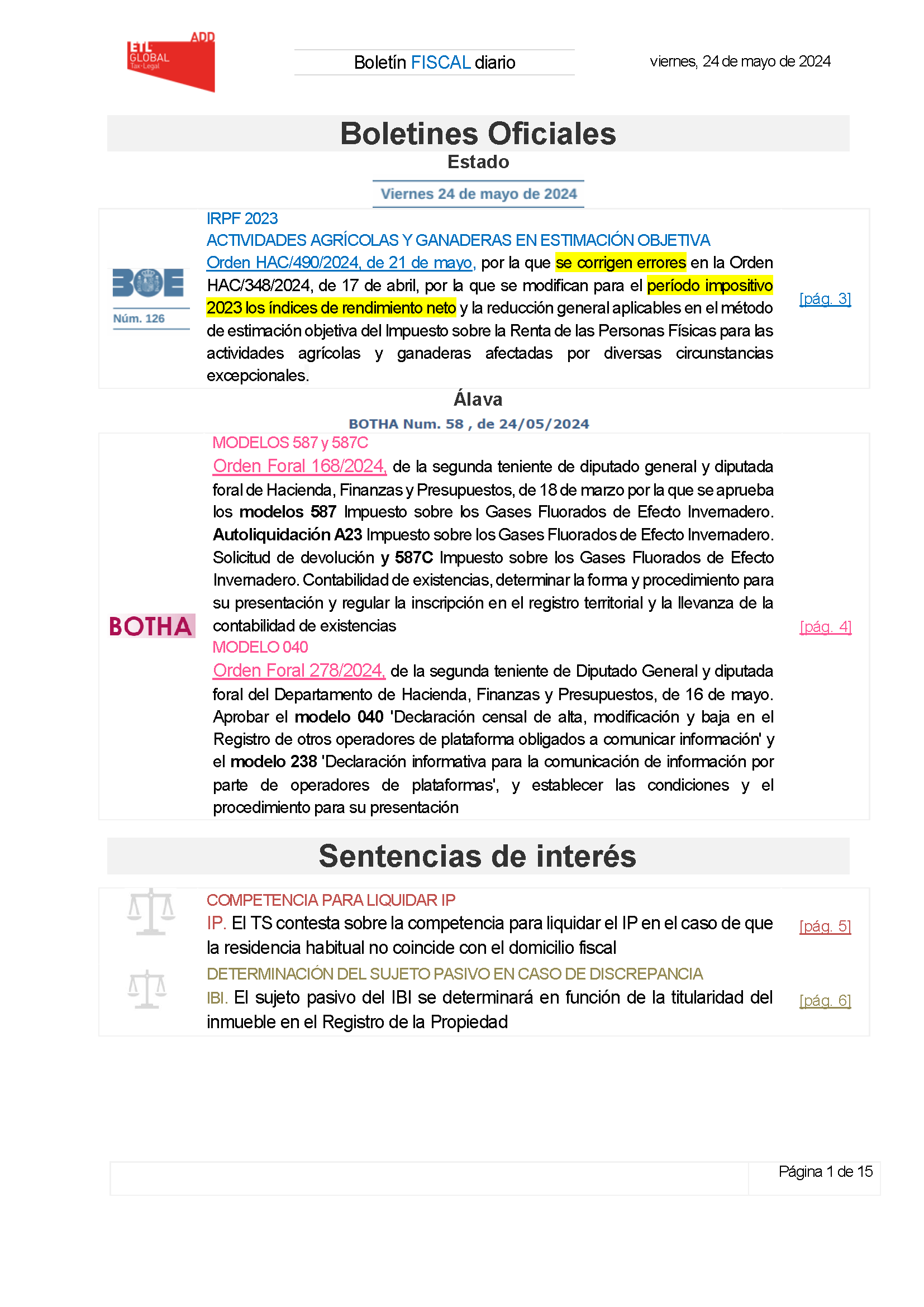 Boletín fiscal 24/05/2024