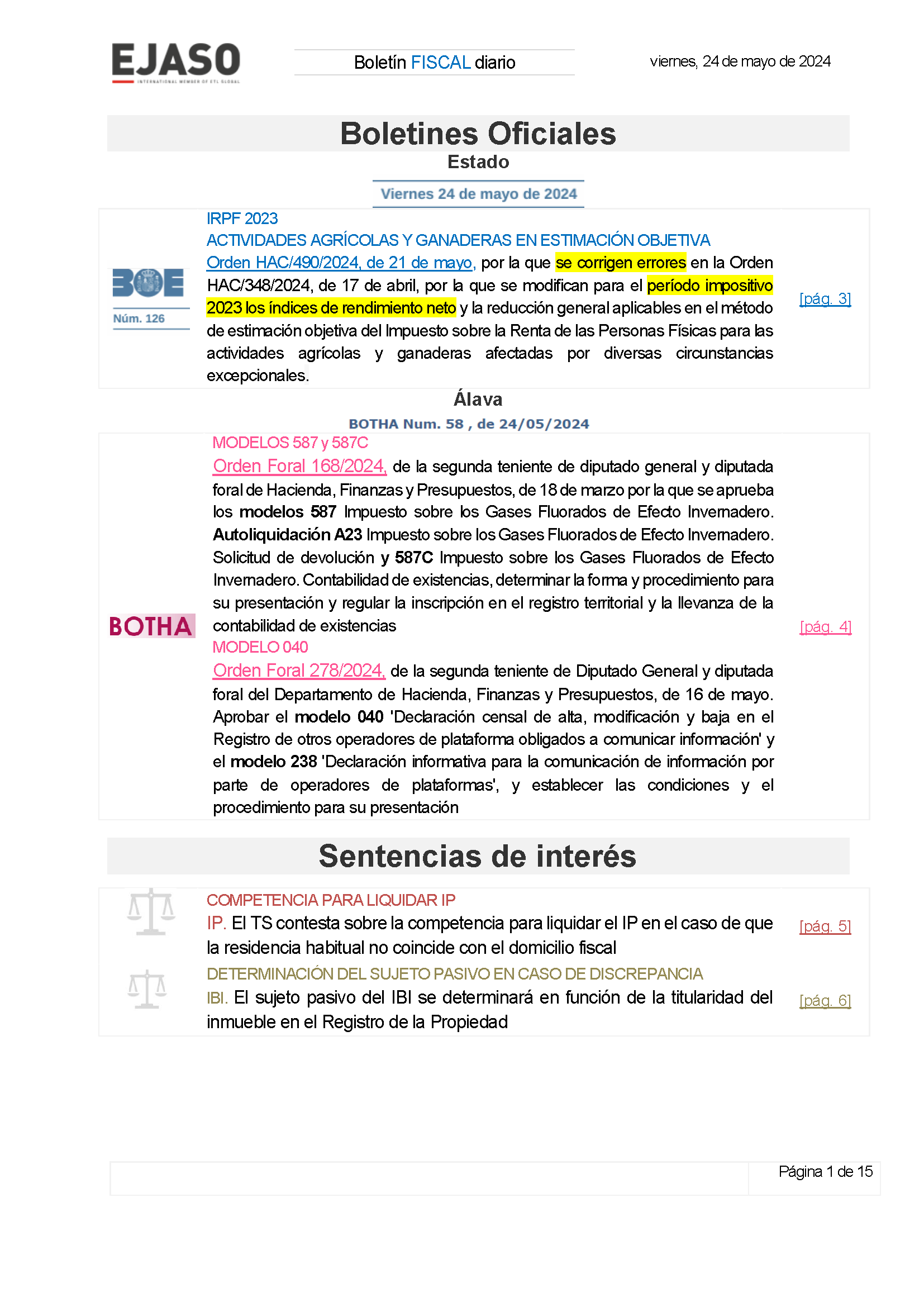 Boletín fiscal 24/05/2024