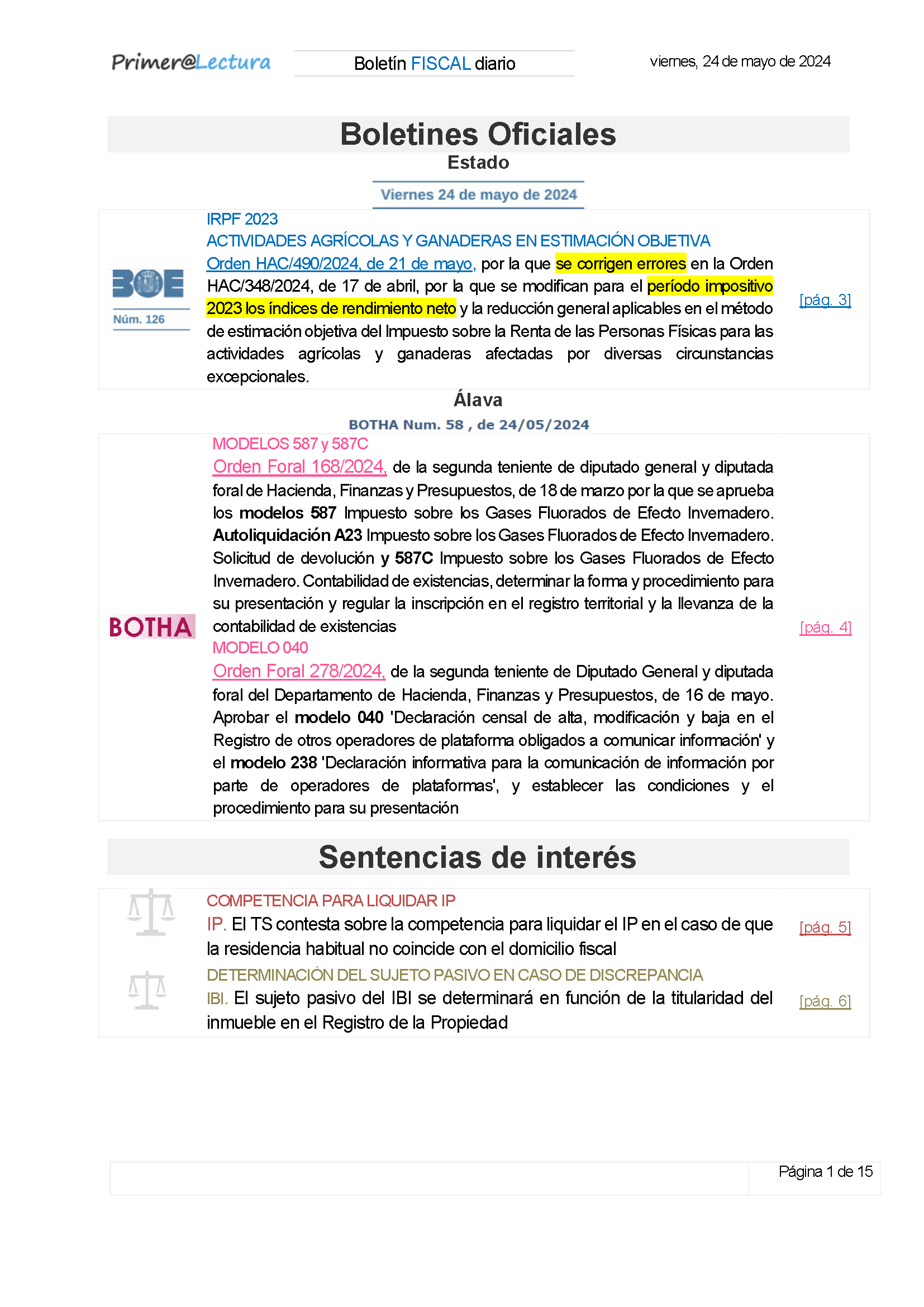 Boletín fiscal 24/05/2024