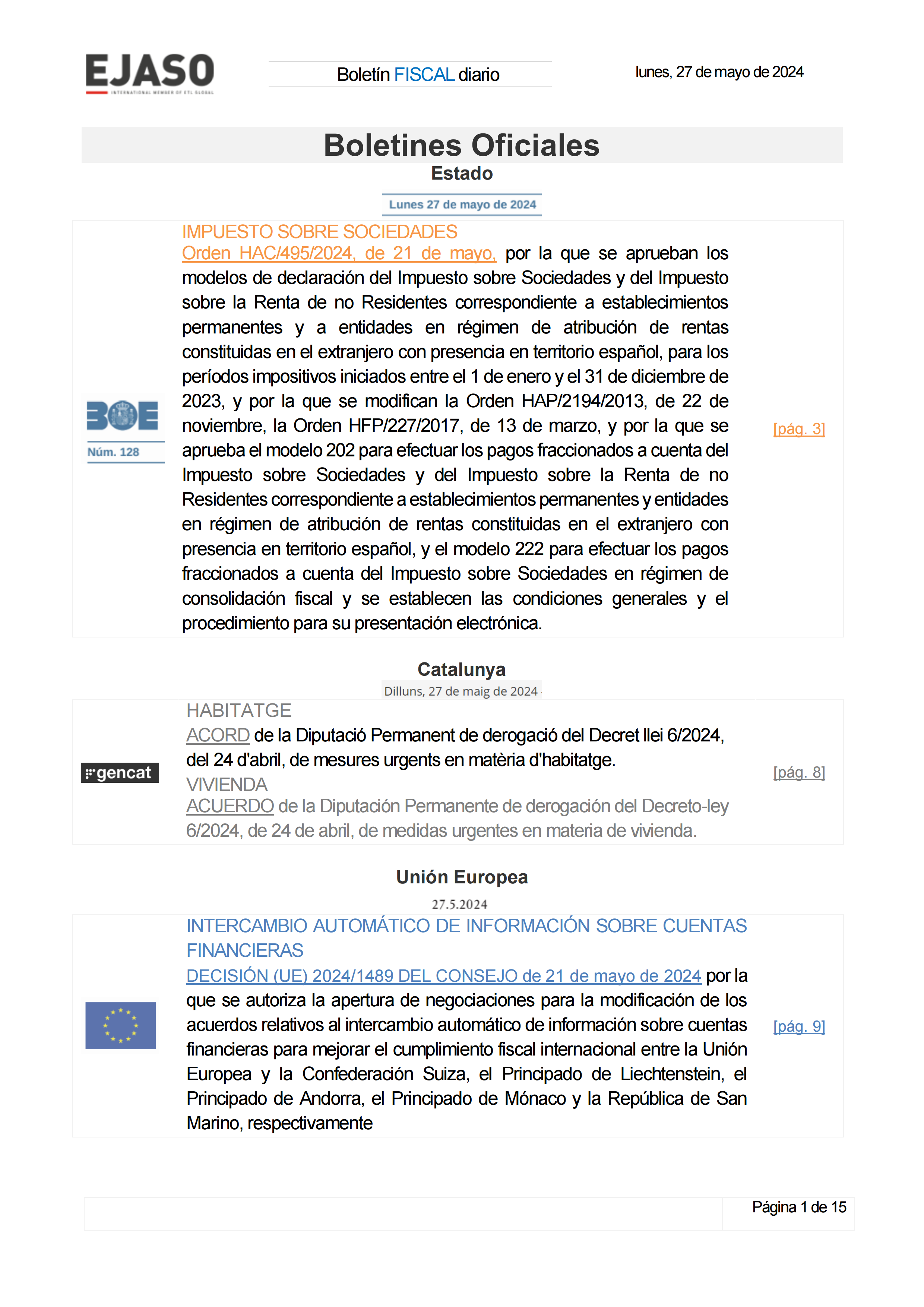 Boletín fiscal 27/05/2024